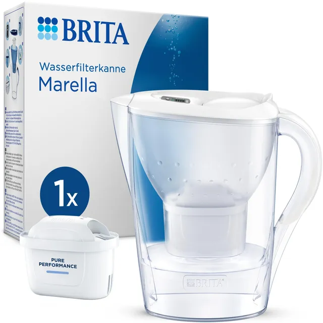 BRITA Marella Tischwasserfilter Weiß Pure Performance Chlor