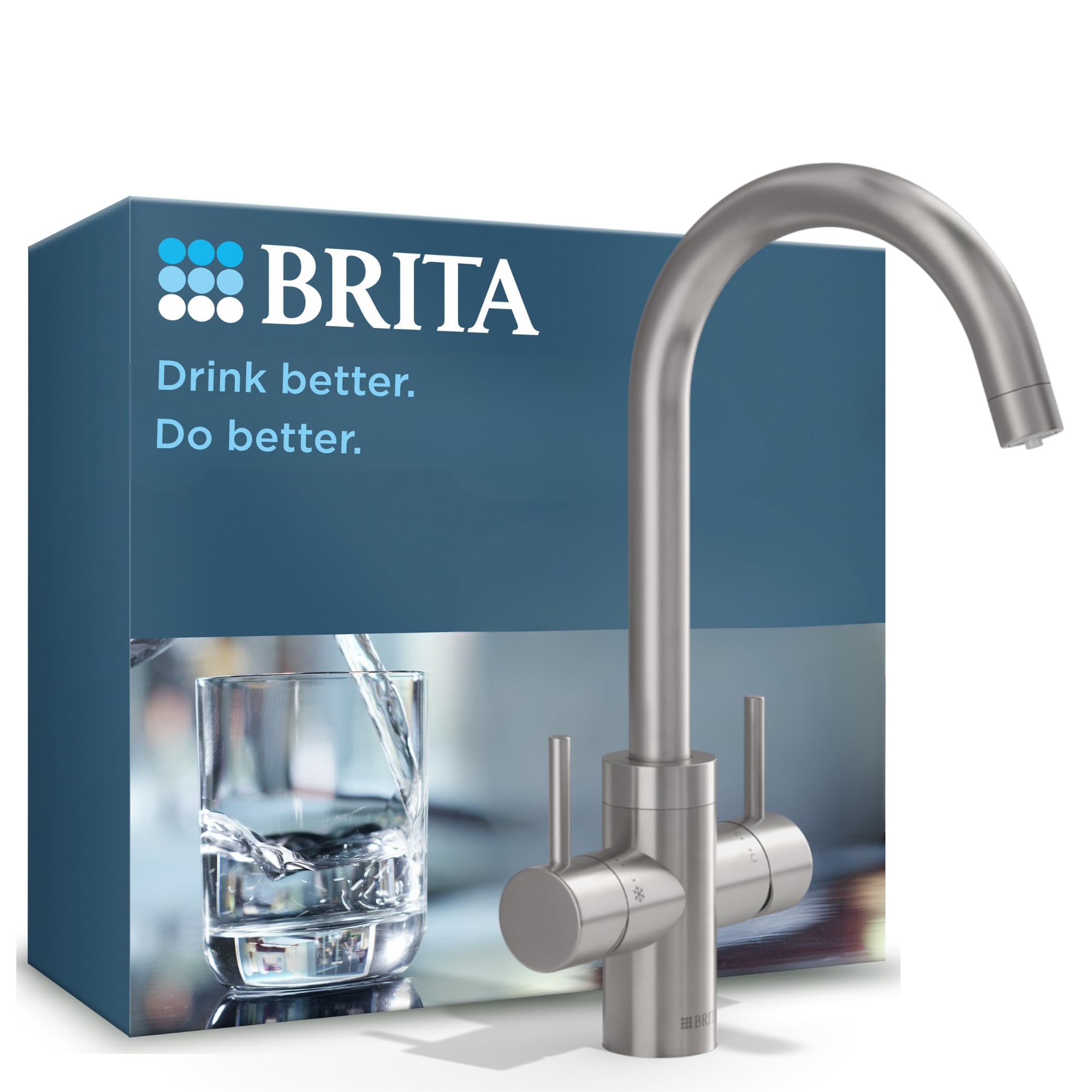 BRITA YOURCE pro select Küchenarmatur rund Edelstahl Set
