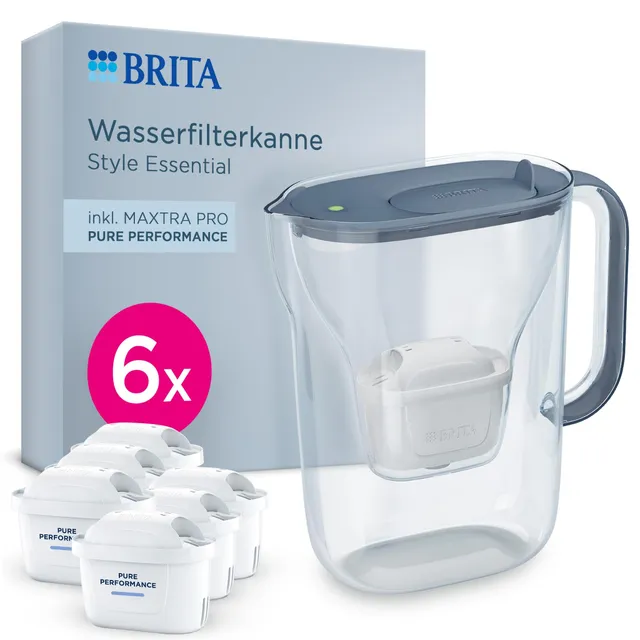 BRITA Tischwasserfilter Style Essential Kanne 6x Filter Chlor