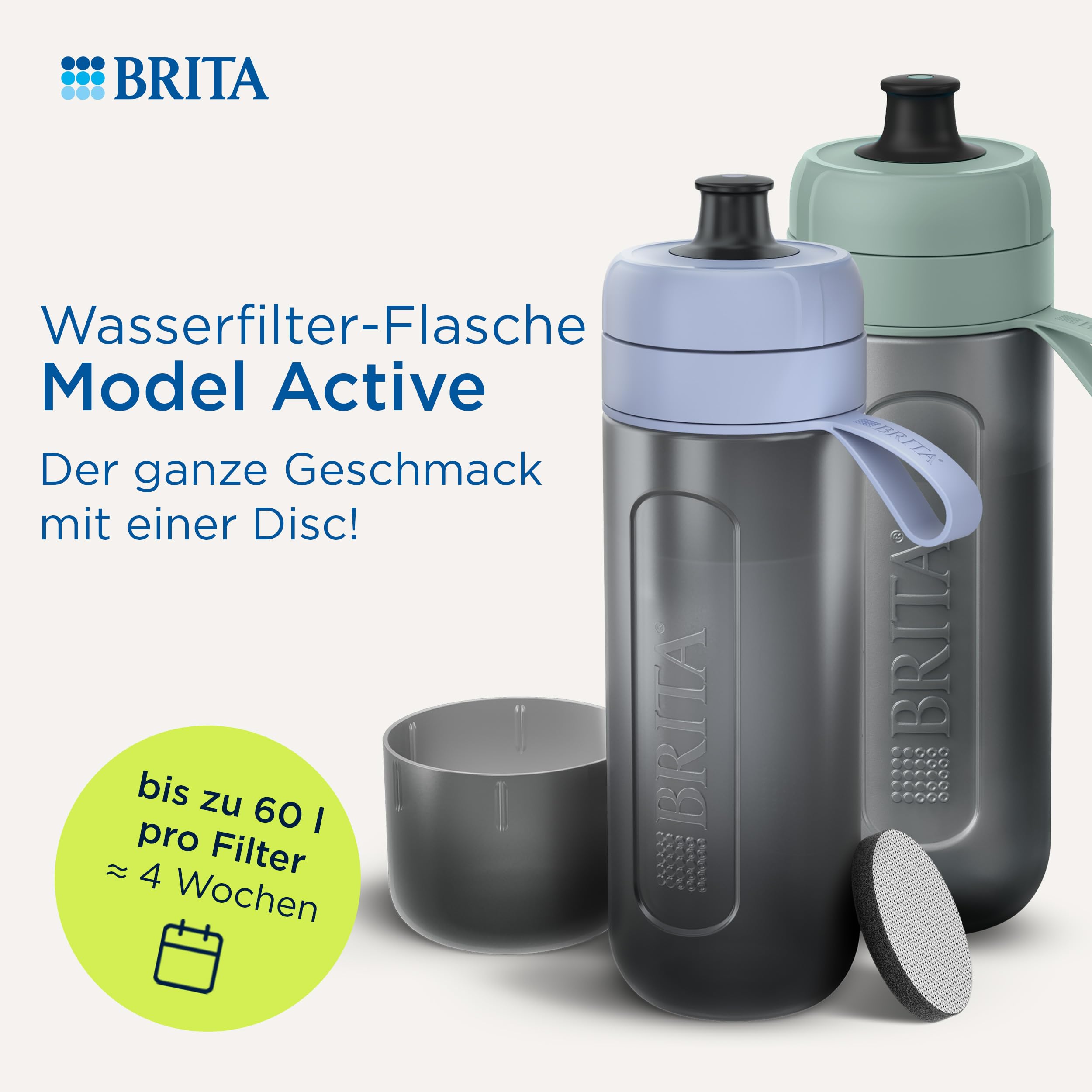 Brita MicroDisc Model Active Trinkflasche 600ml mit Chlor-Filter