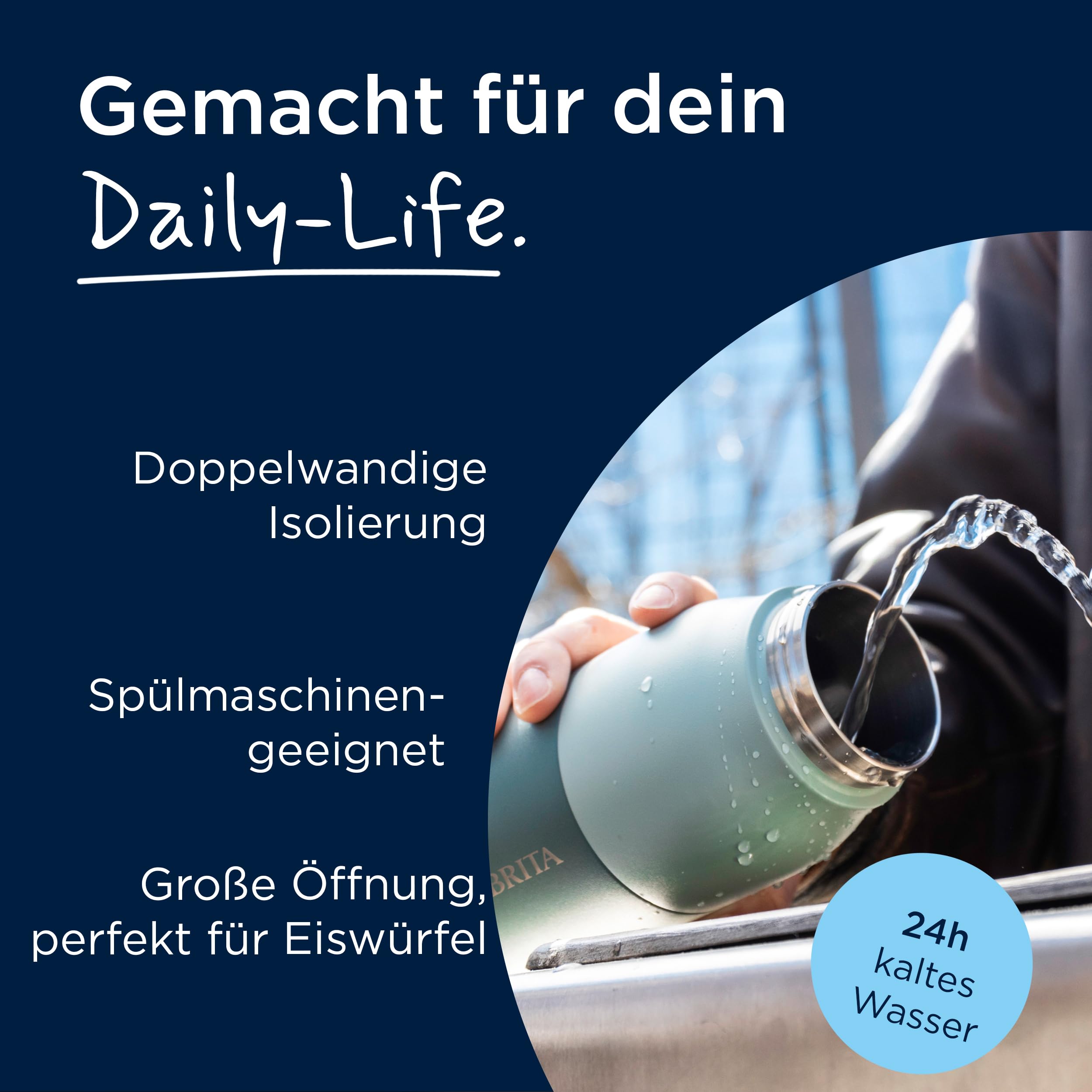 BRITA LARQ Essential Trinkflasche 1L Weiß Edelstahl