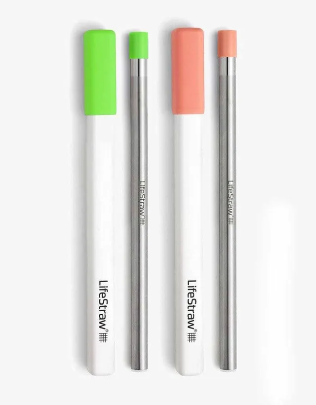 LifeStraw Sip Trinkhalm Wasserfilter 2er-Pack Wasabi Apricot