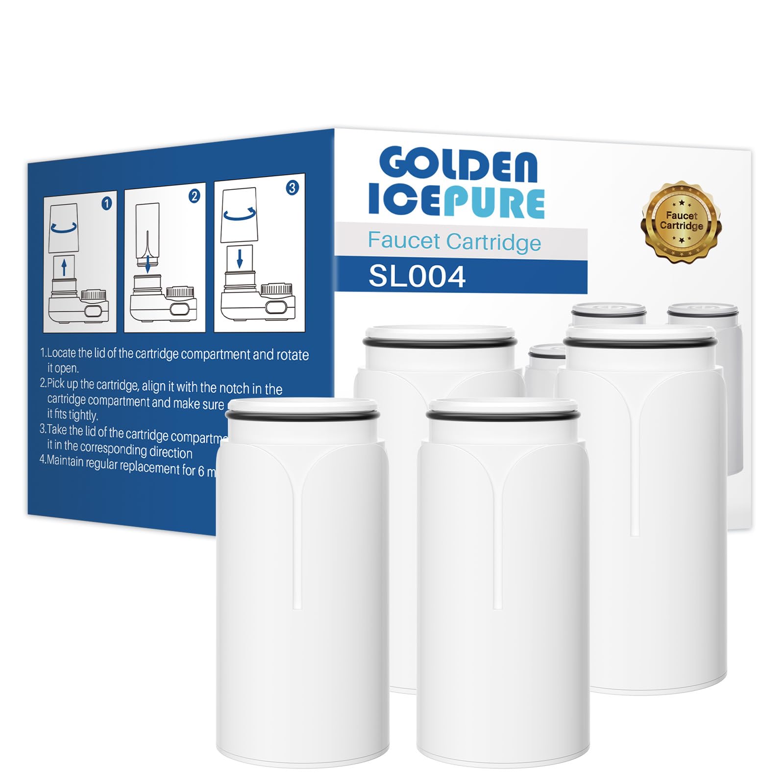 Golden IcePure SL004 Wasserhahnfilter Philips 4er Pack Chlor
