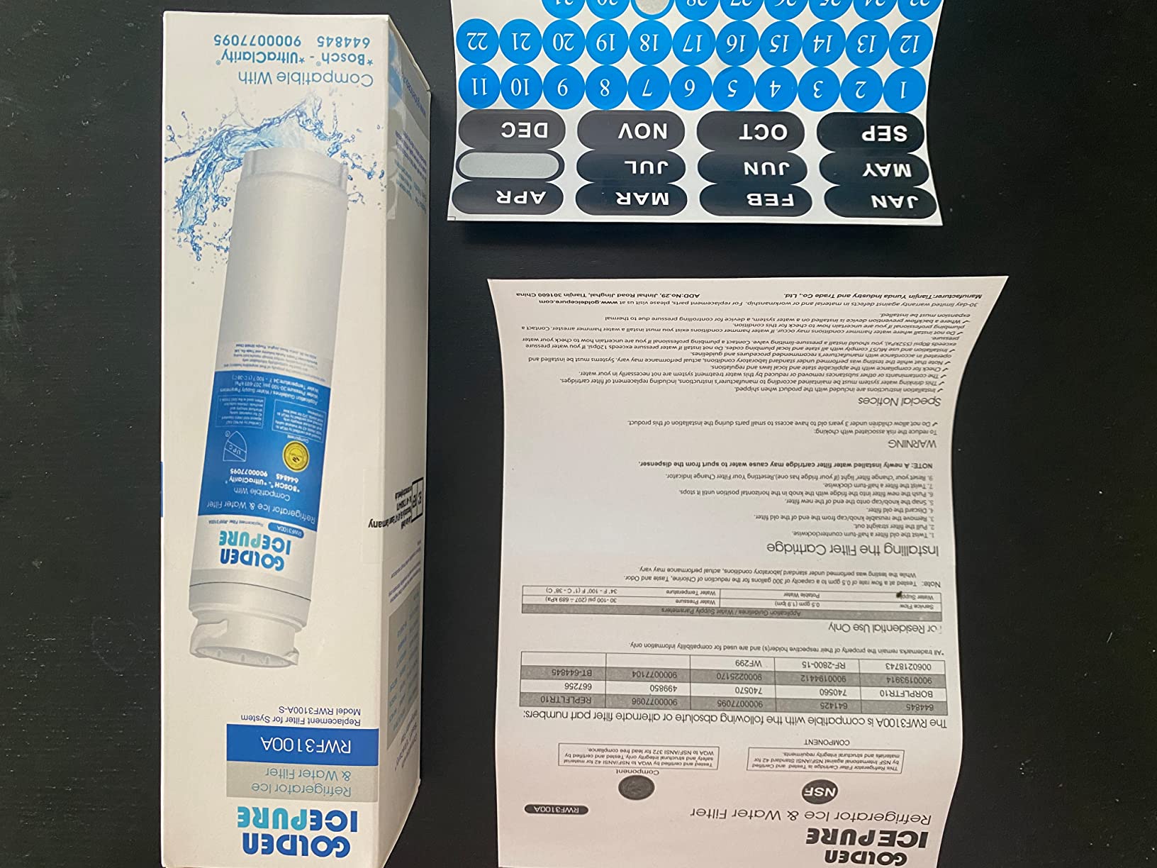 Golden IcePure Refrigerator Water Filters Kühlschrankfilter 2 Stück Bosch