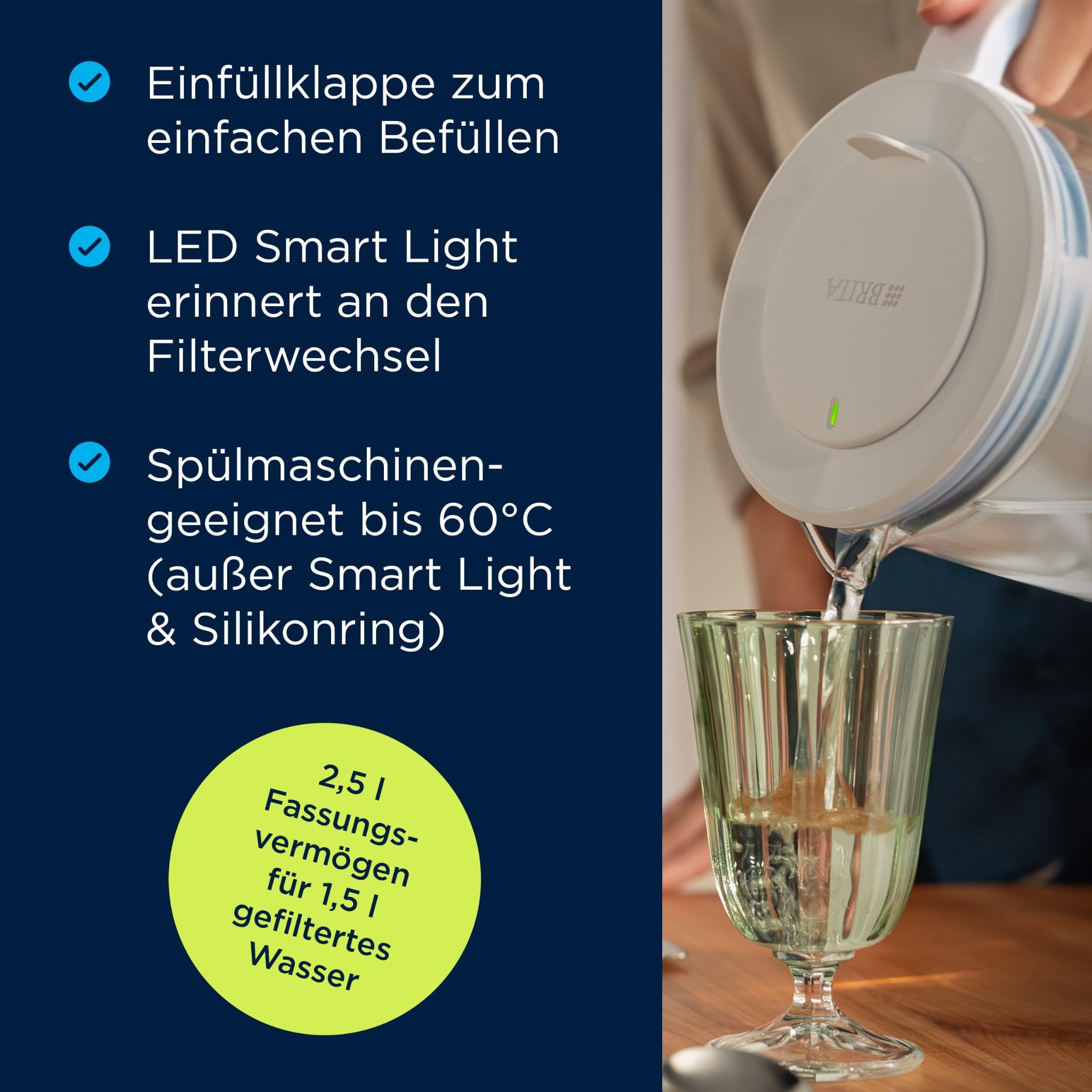 BRITA Glas Filterkanne Blau 3er Pack Borosilikat Kalk