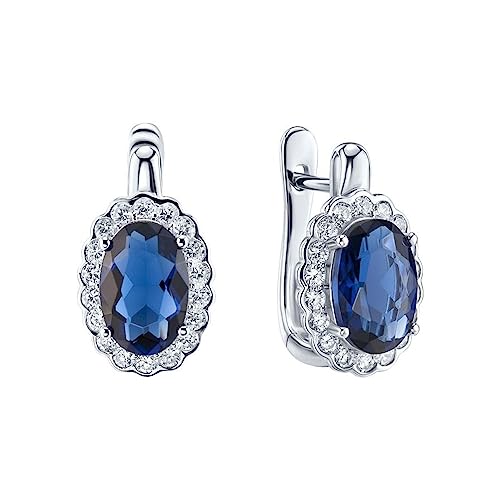 Sokolov Ohrringe 925 Silber Zirkonia blaue Kristalle
