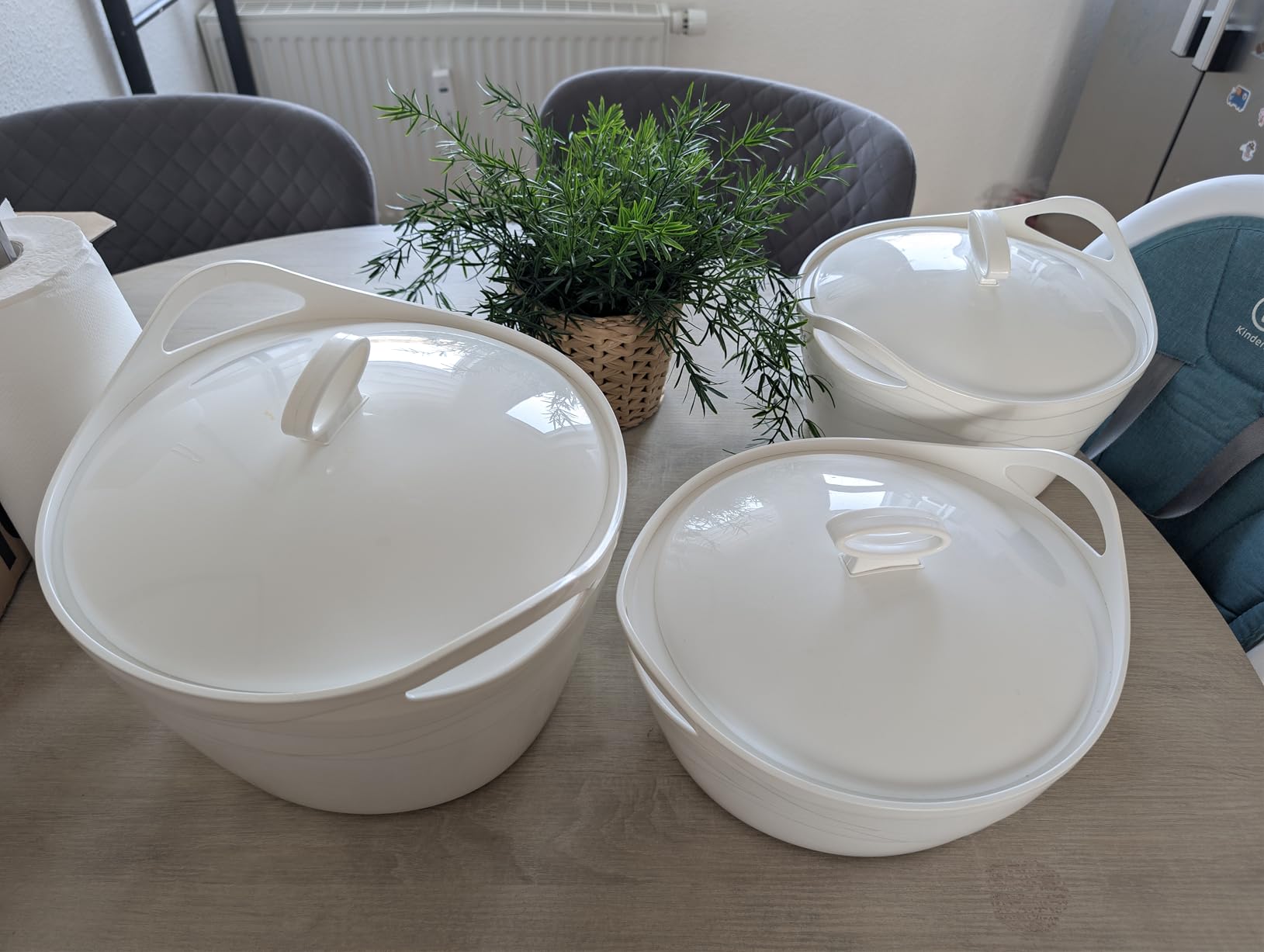 BEM Thermoschüssel 3er Set 5L Edelstahl Warmhalte-Schüssel
