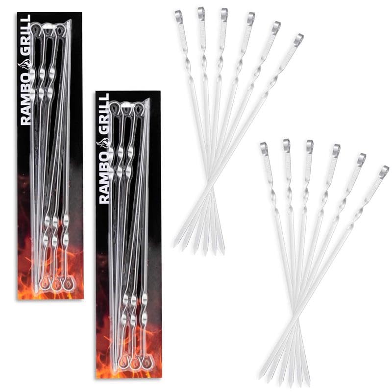BEM Rambo Grill Schaschlikspieße Edelstahl 50 cm 12er Set flach
