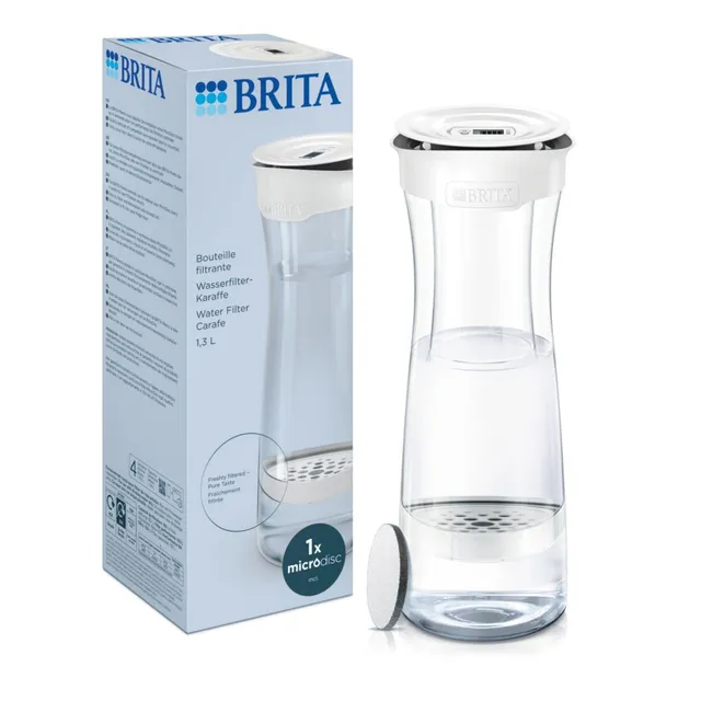 BRITA MicroDisc Filterkaraffe Weiß 1,3 Liter Chlor PFAS