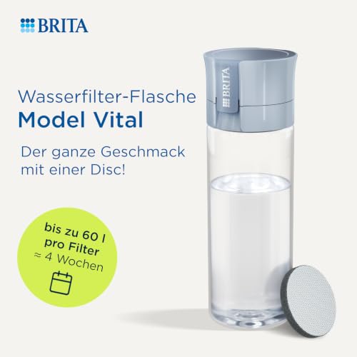 BRITA Vital Wasserfilter-Flasche 600 ml mit 2x MicroDisc Chlor