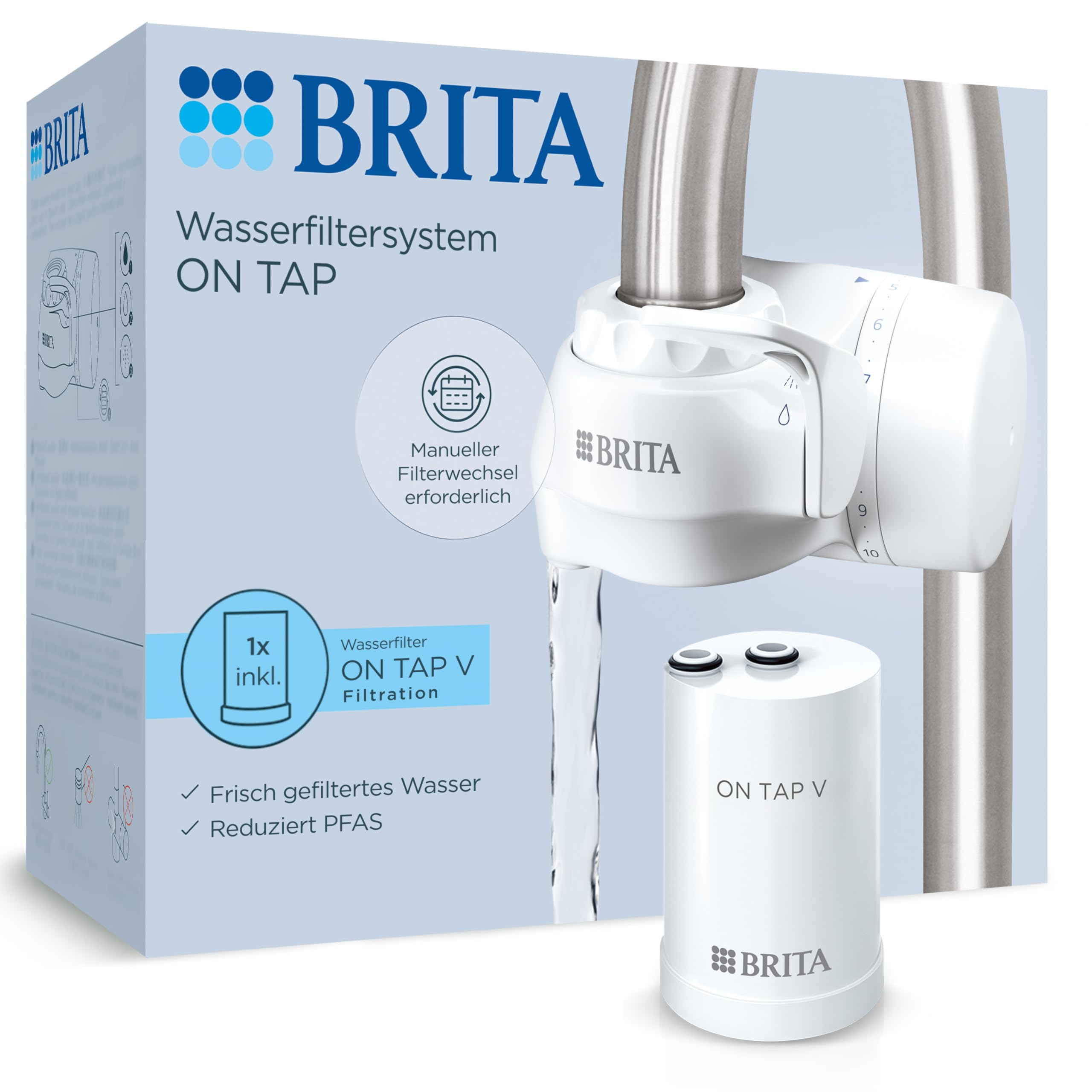 BRITA ON TAP Wasserhahnfilter V Filter 600L Aktivkohle Chlor-Reduktion
