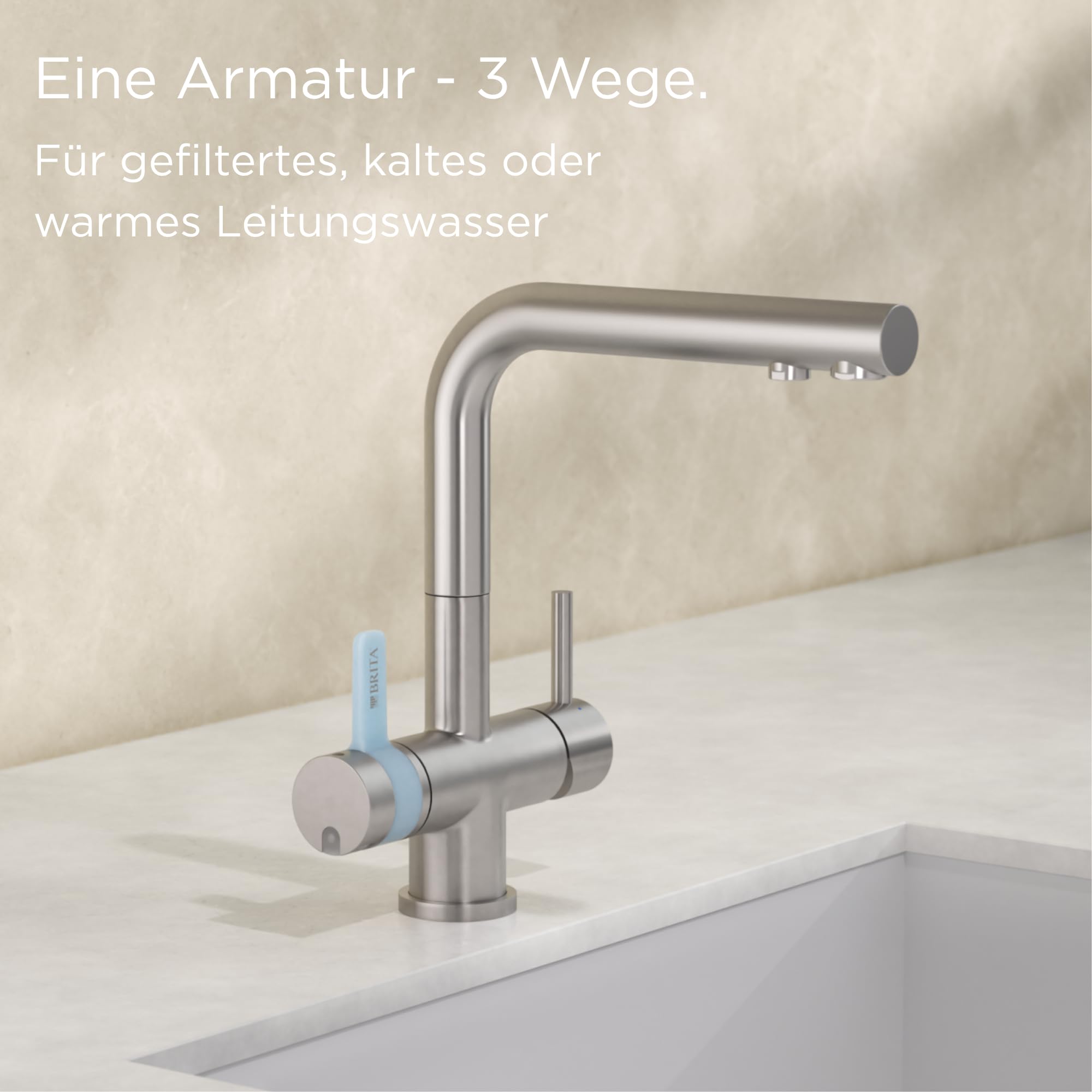 BRITA 3-Wege Küchenarmatur Edelstahl rund mit P 1000 Filter