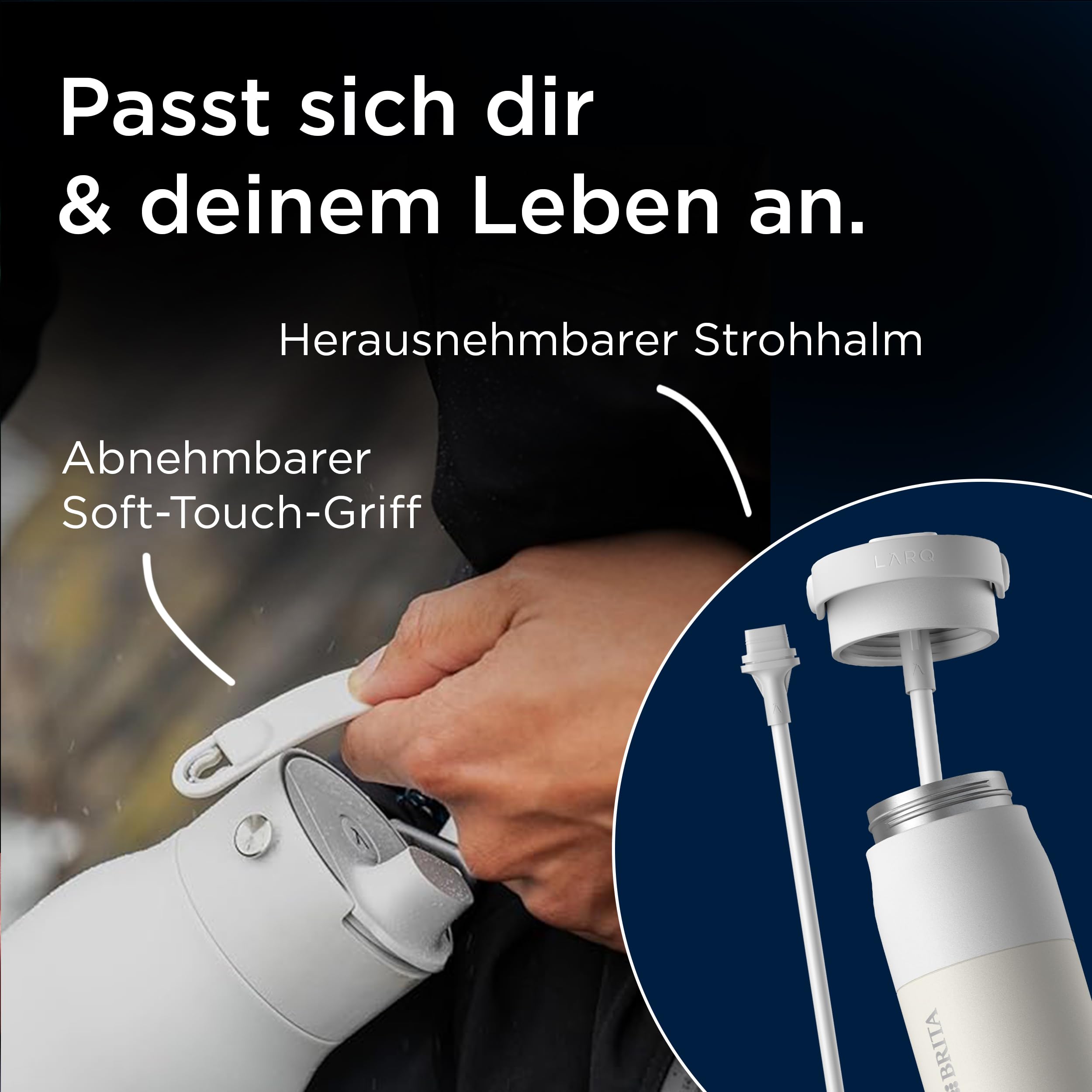 BRITA LARQ Essential Trinkflasche 1L Weiß Edelstahl