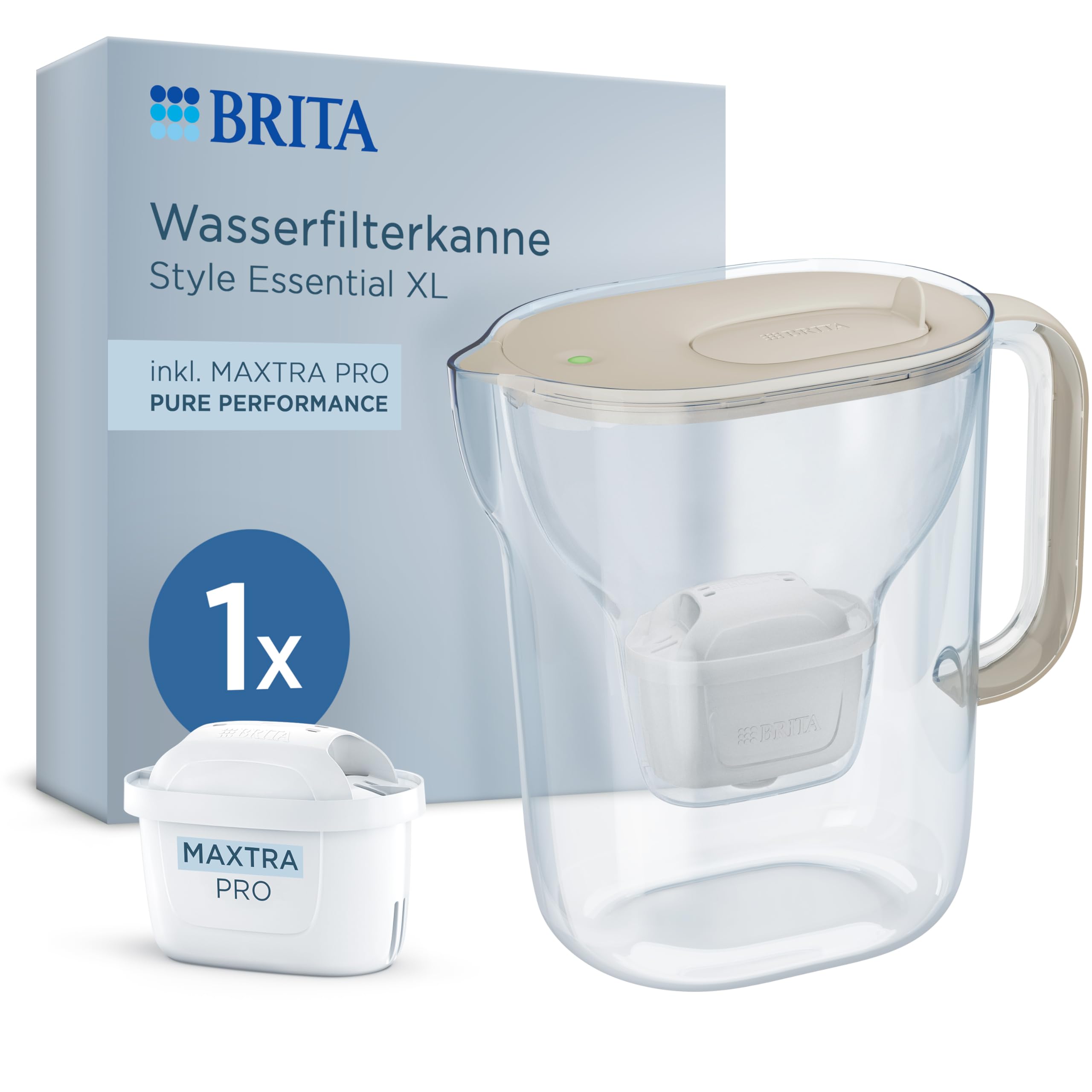 BRITA Style Essential XL Wasserfilterkanne sand 3,6 L Chlorfilter