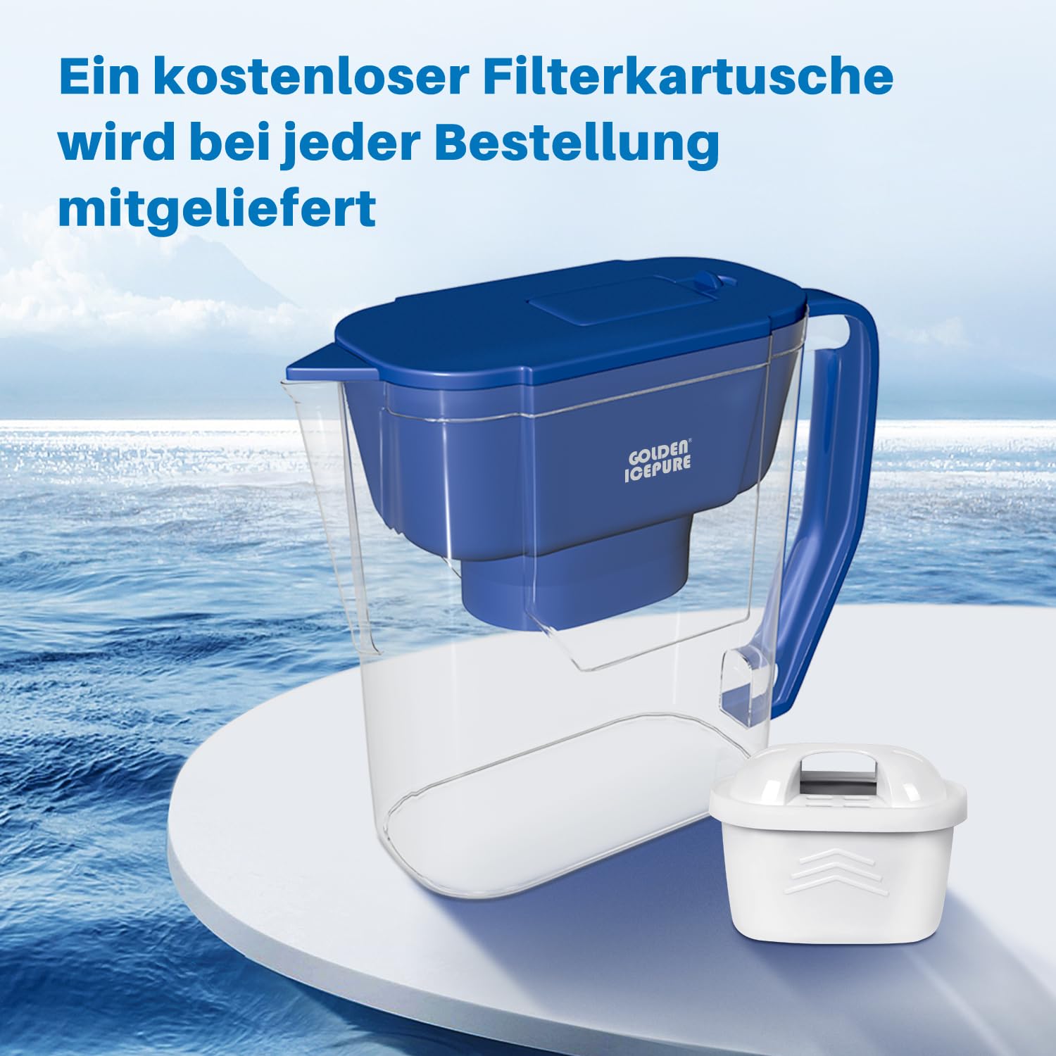 Golden IcePure Wasserfilter-Kanne 4,4 l für Brita Kartuschen