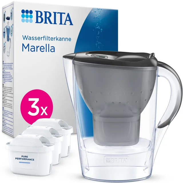 BRITA Marella Tischwasserfilter + 3x MAXTRA Pure Performance