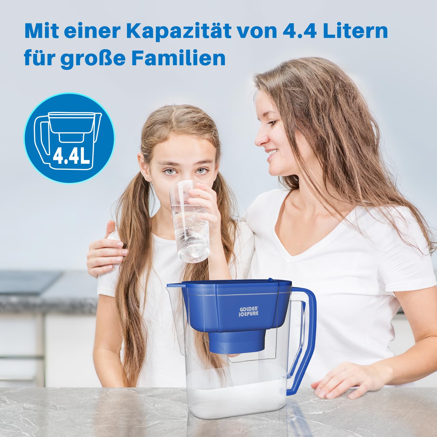 Golden IcePure Wasserfilter-Kanne 4,4 l für Brita Kartuschen