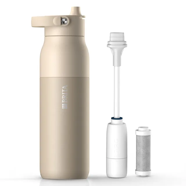 BRITA LARQ Essential Filter Trinkflasche beige 1 Liter Edelstahl
