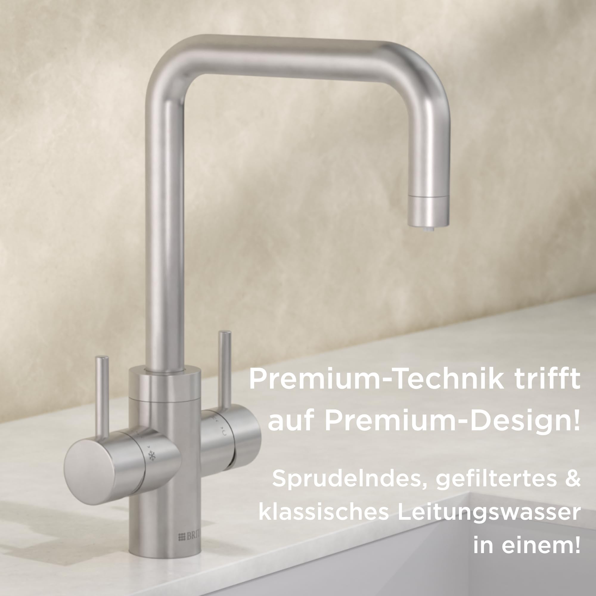 Brita Yource Pro Select Küchenarmatur Edelstahl eckig Set