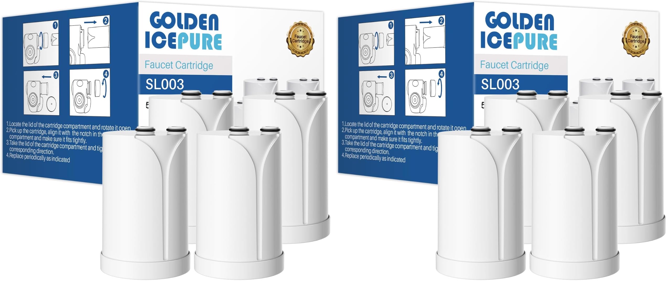 Golden IcePure SL004 Wasserhahnfilter Philips 4er Pack Chlor