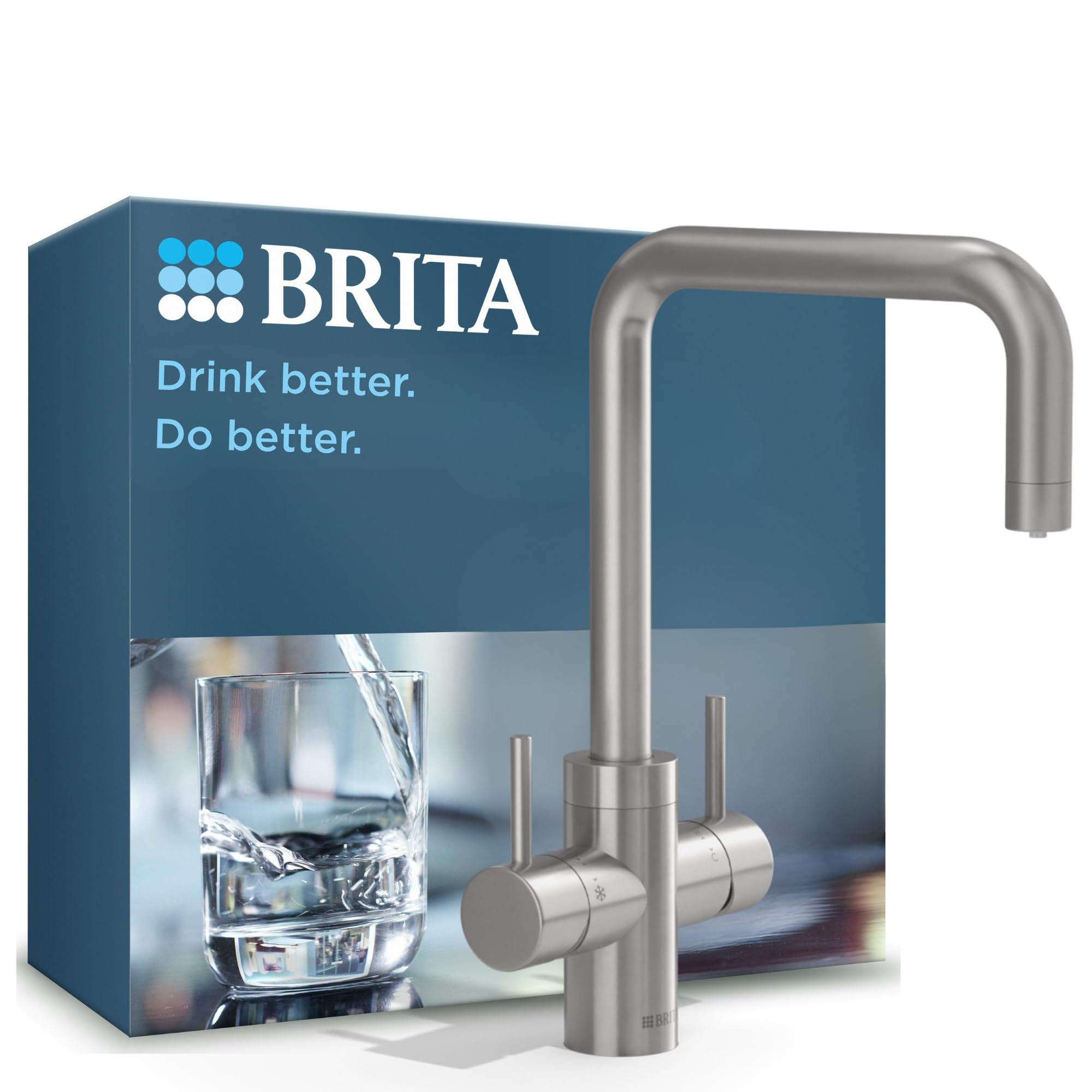Brita Yource Pro Select Küchenarmatur Edelstahl eckig Set