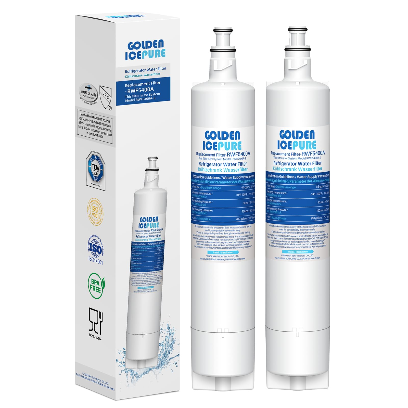 Golden IcePure RWF5400A Kühlschrankfilter 3er Pack Chlor-Schutz