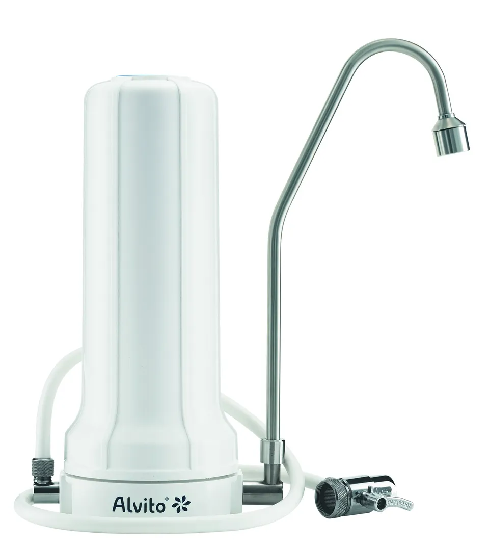 Alvito AuftischFilter Pro Wasserfilter weiß hohes Auslaufrohr