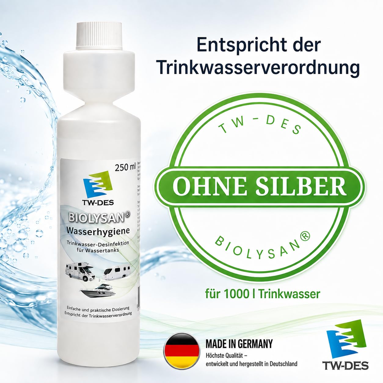 TW-DES Hygieneset Saison Wasserhygiene Tankreiniger 1000L