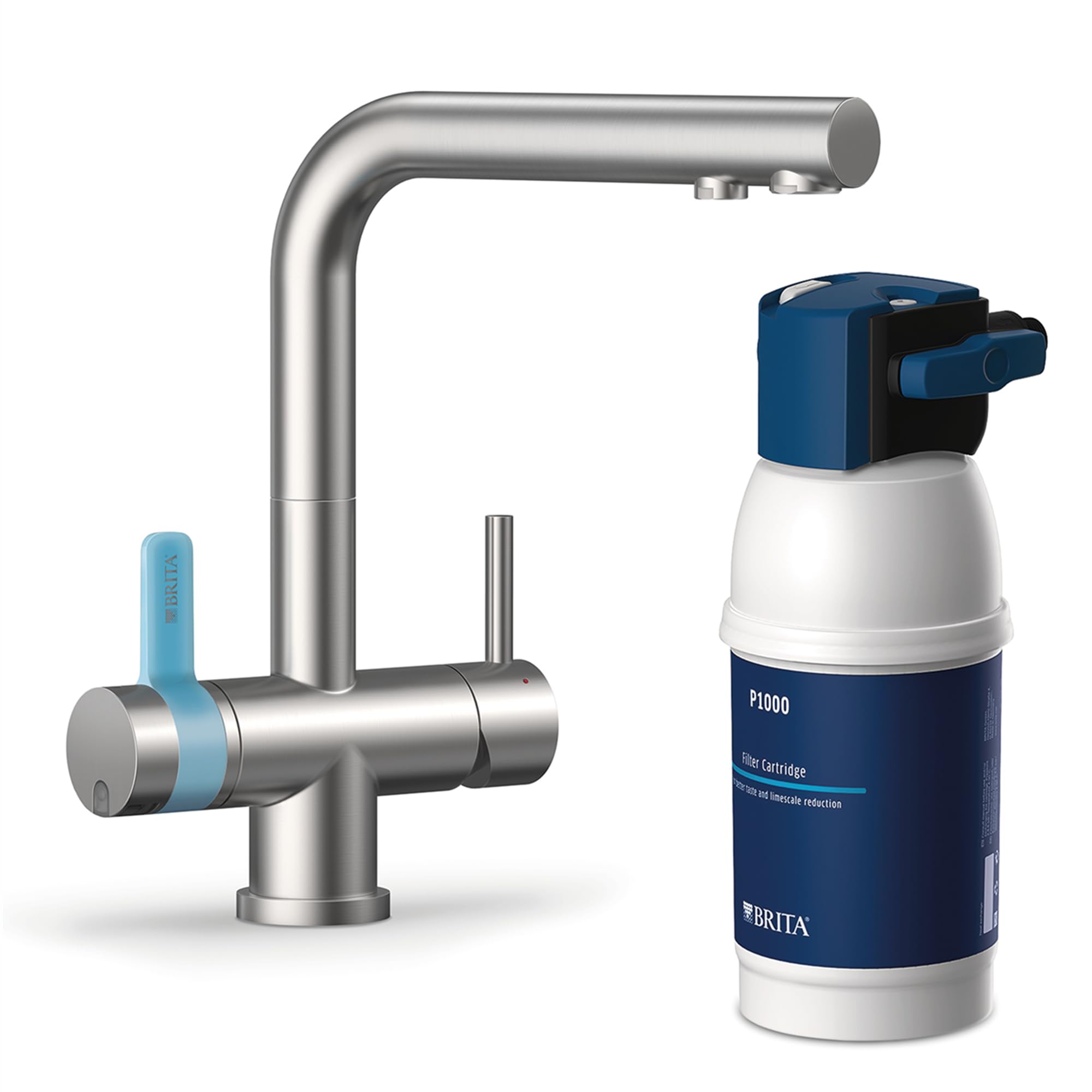 BRITA 3-Wege Küchenarmatur Edelstahl rund mit P 1000 Filter