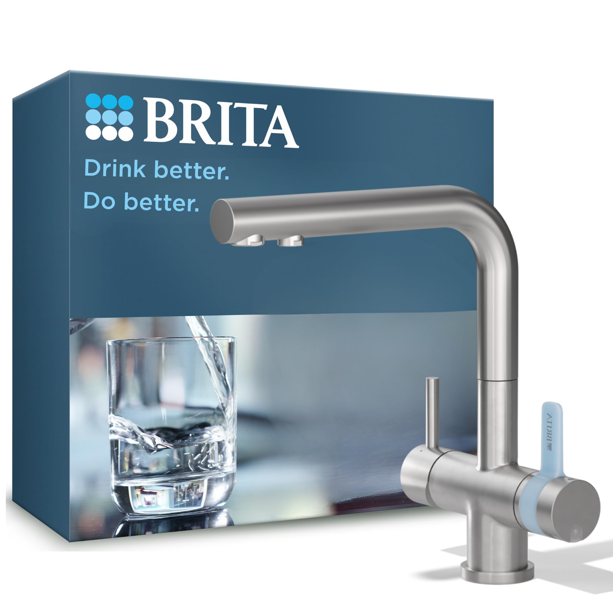 BRITA 3-Wege Küchenarmatur Edelstahl rund mit P 1000 Filter