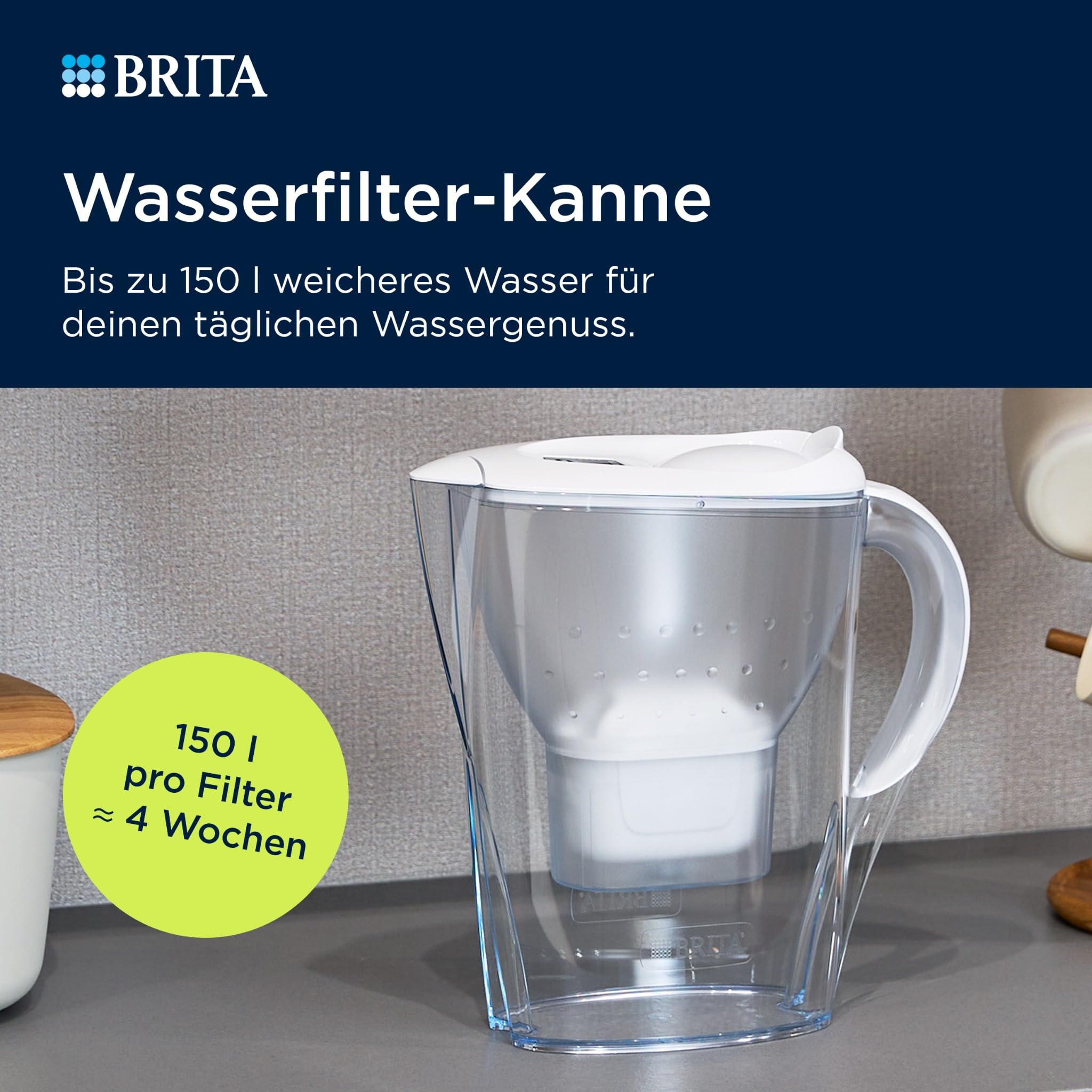 BRITA Marella Tischwasserfilter Weiß Pure Performance Chlor
