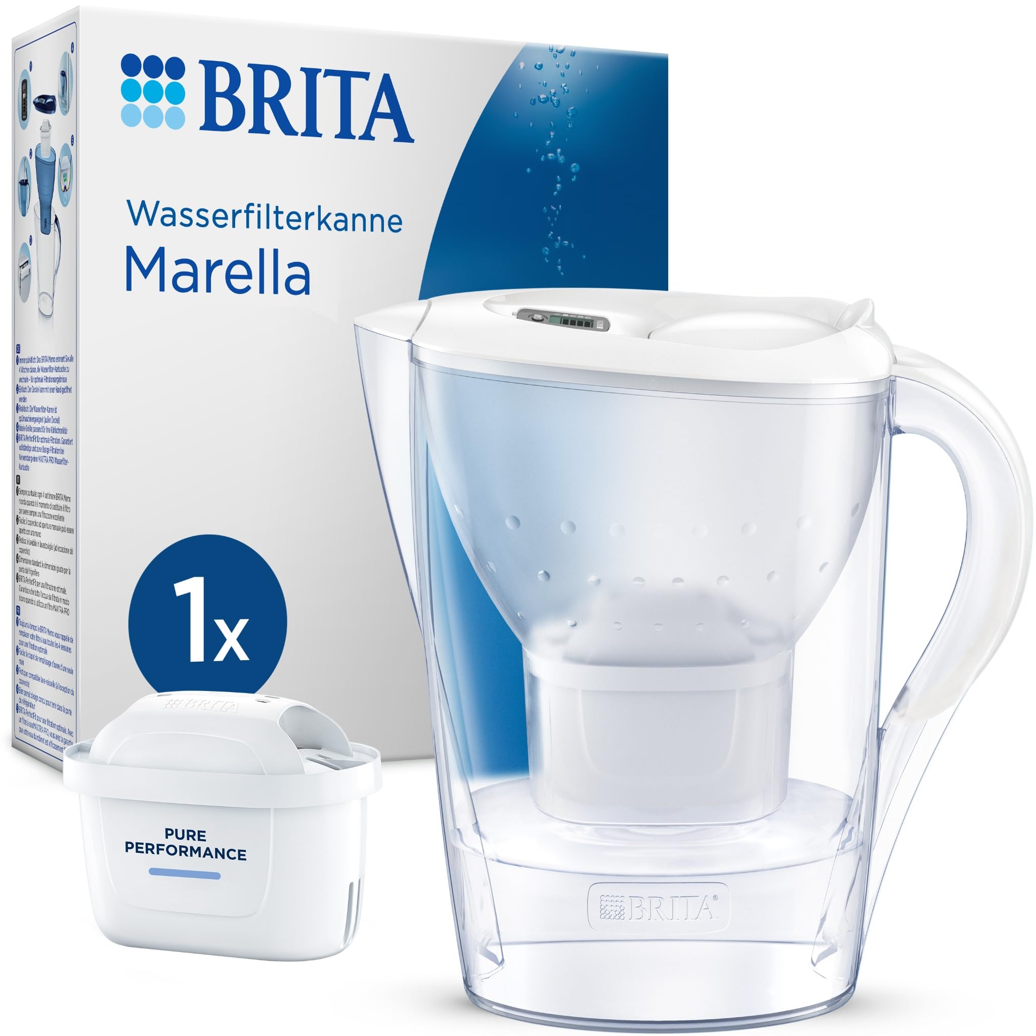 BRITA Marella Tischwasserfilter Weiß Pure Performance Chlor