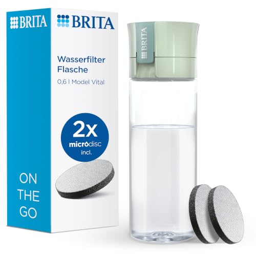 BRITA Vital Wasserfilter-Flasche 600 ml mit 2x MicroDisc Chlor