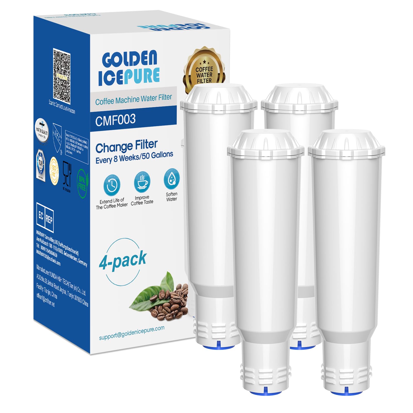 Golden IcePure Coffee Wasserfilter Krups F088 4 Stück Anti-Kalk