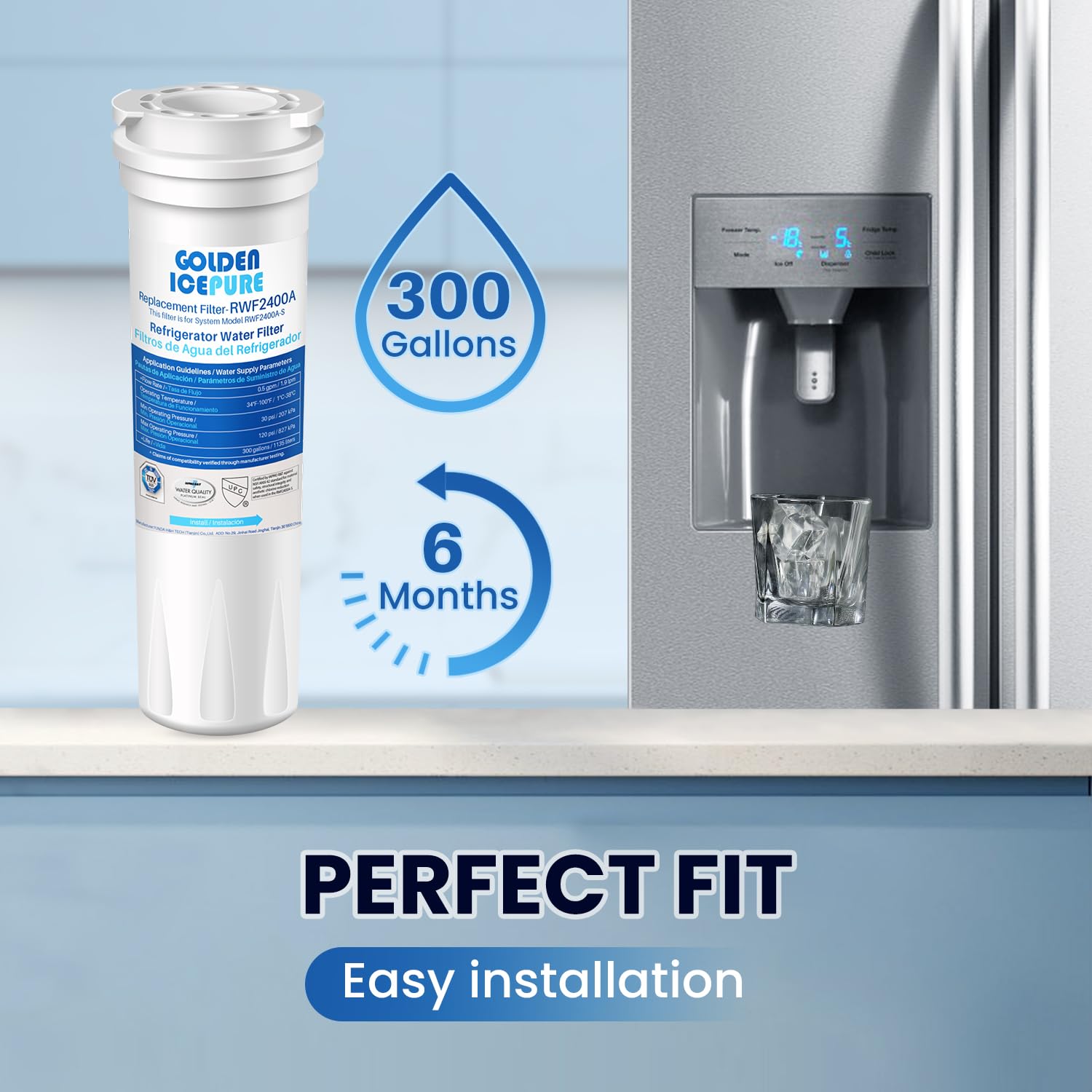 Golden IcePure Kühlschrank-Wasserfilter Fisher & Paykel 4er Pack