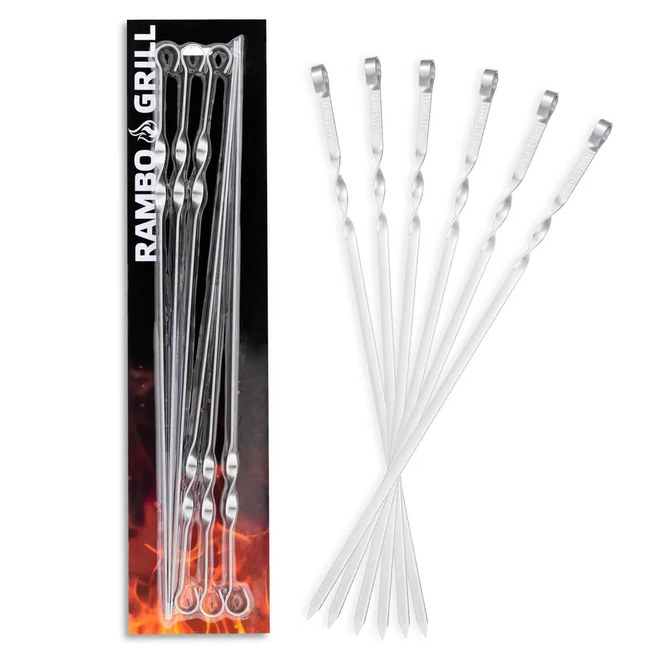 BEM Grillen&Garten Rambo Schaschlikspieße 50cm Edelstahl 6er Set