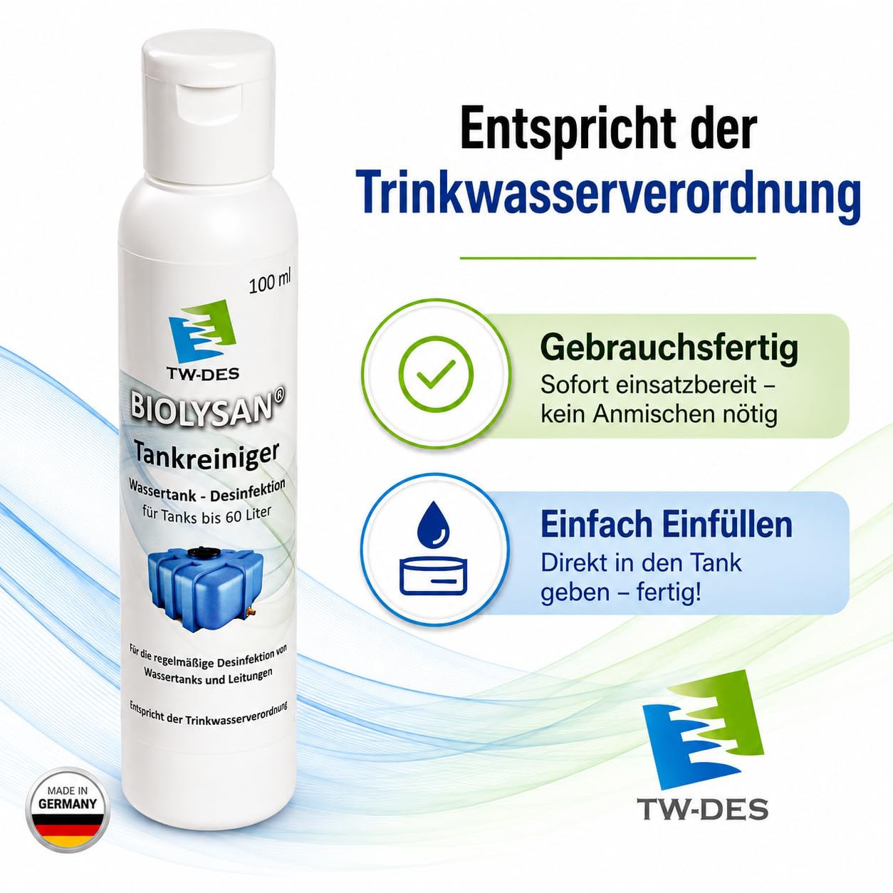TW-DES Hygieneset Saison Wasserhygiene Tankreiniger 1000L