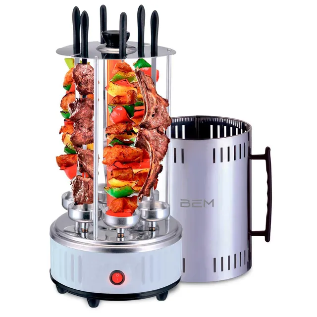 BEM Neo Tischgrill Vertikalgrill Edelstahl 1000W 12 Spieße