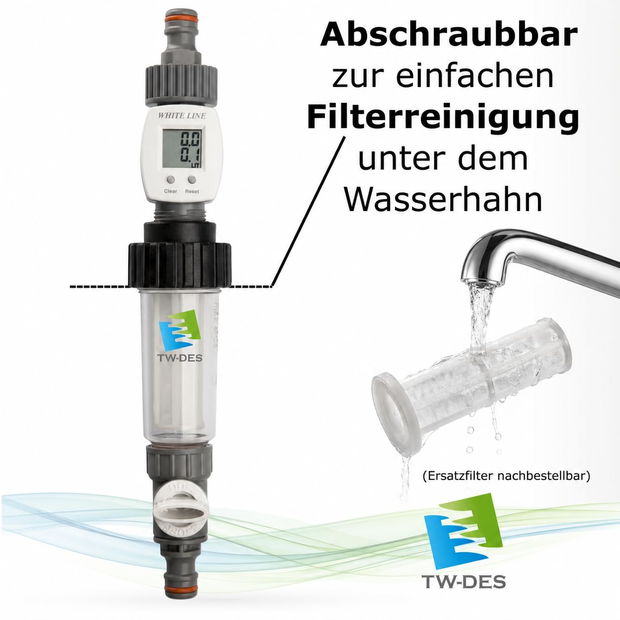 TW-DES Complete Befüllfilter Set Tankbefüllung mit Wasseruhr