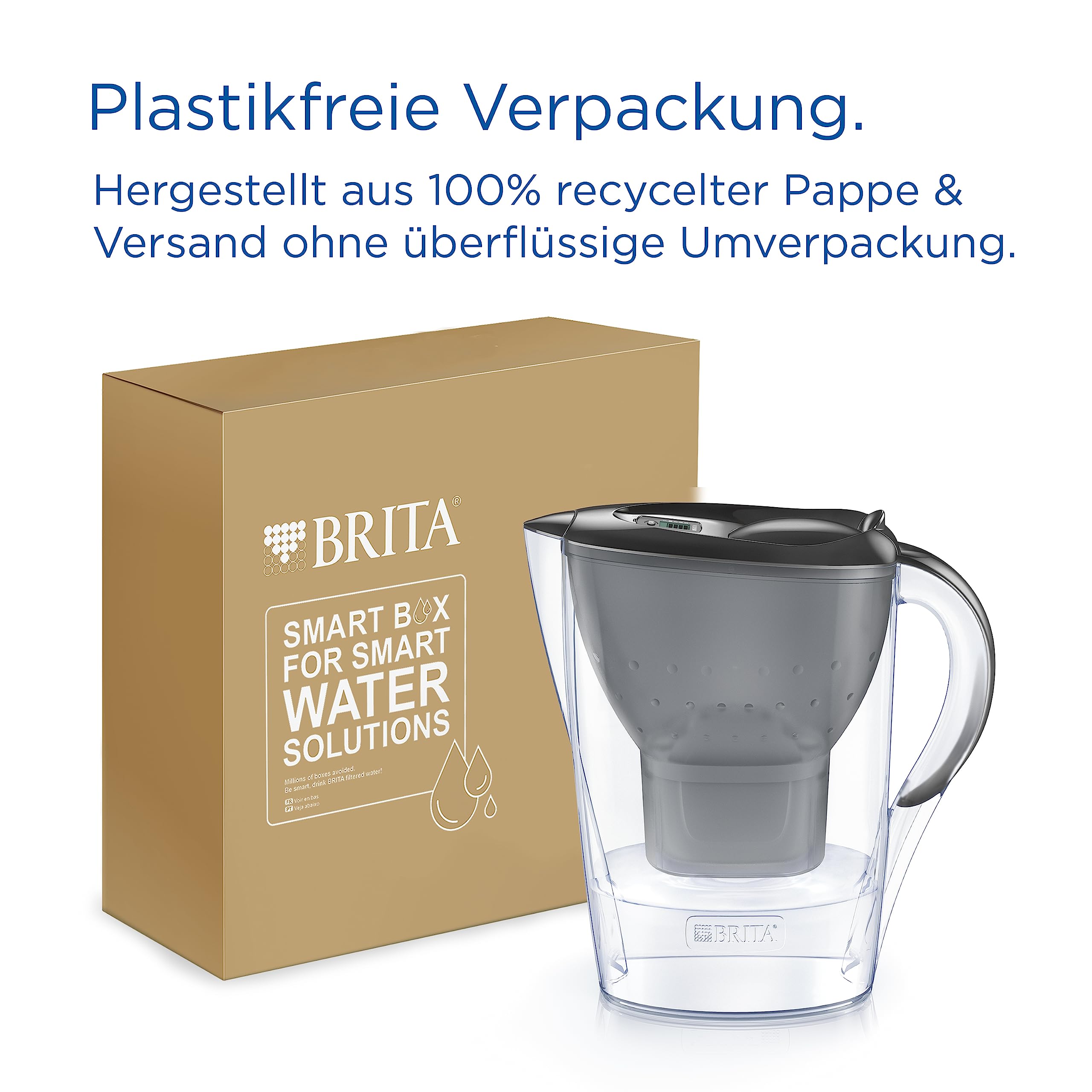 Brita Marella Tischwasserfilter-Kanne mit 1x Pure Performance Chlor-Filter