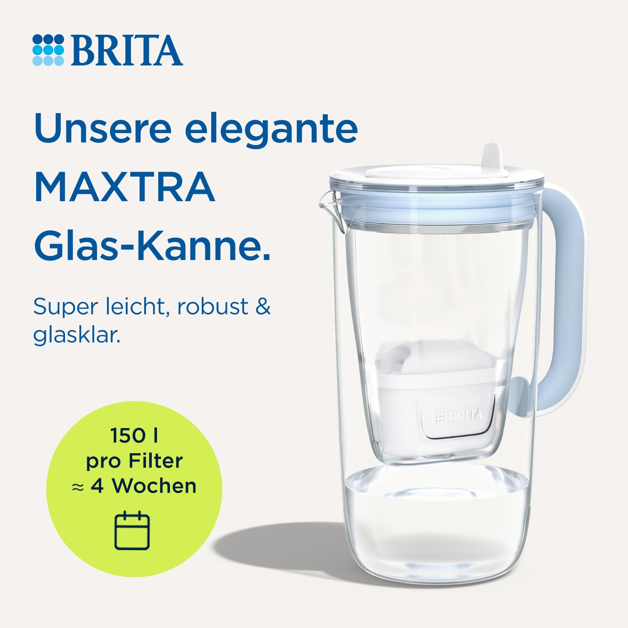 BRITA Glas Filterkanne Blau 3er Pack Borosilikat Kalk