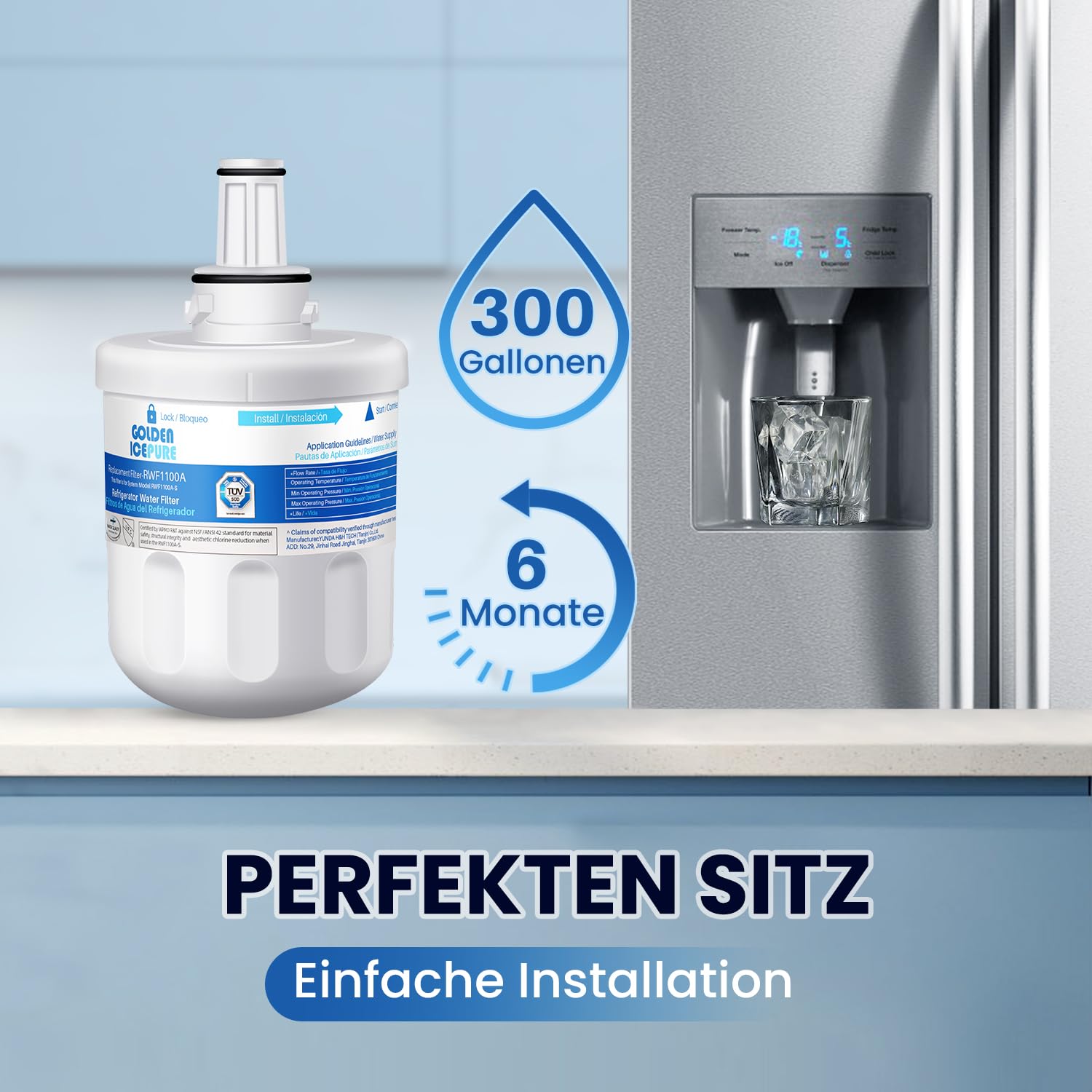 Golden IcePure DA29-00003F Kühlschrankfilter 1er Pack Chlor