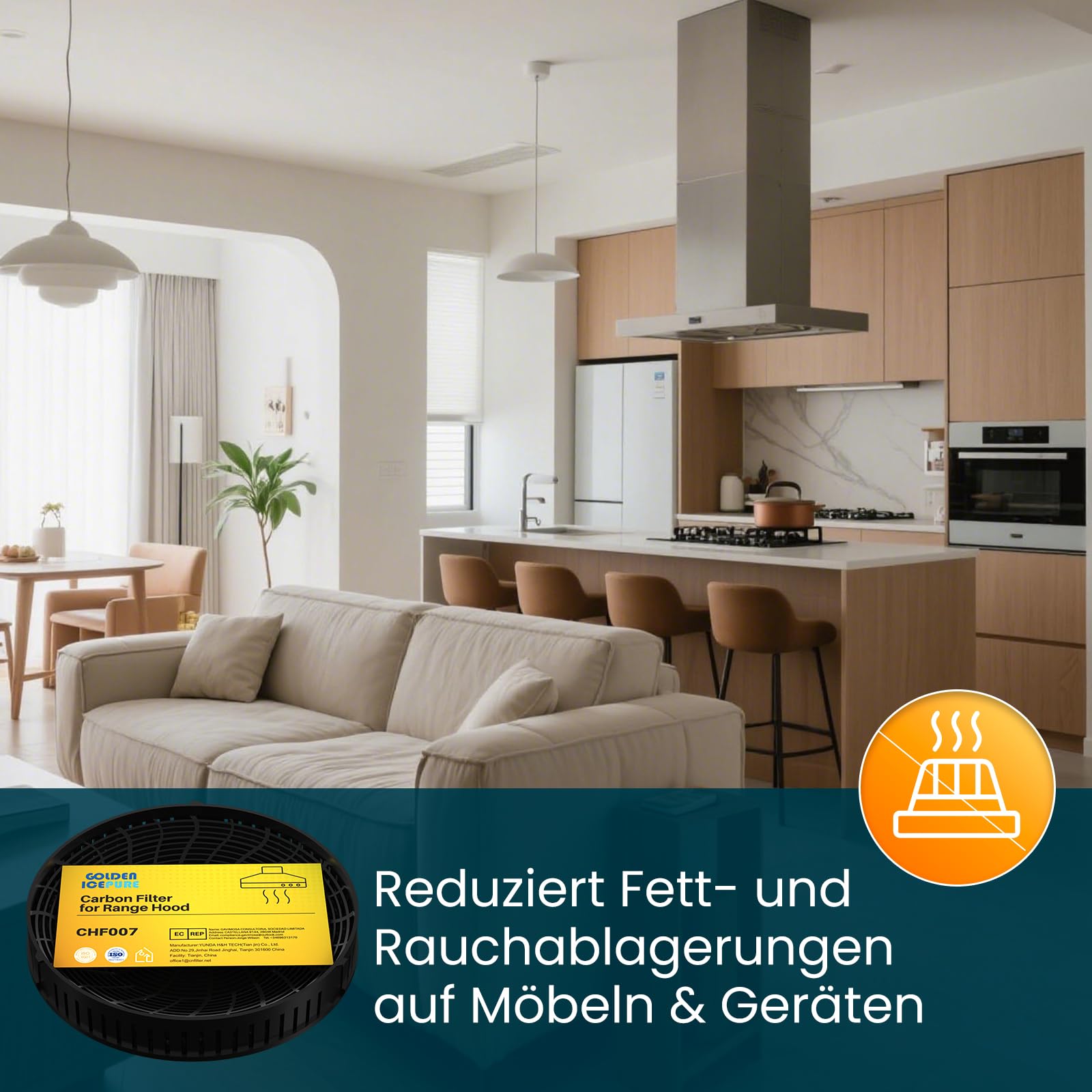 Golden IcePure Replacement Aktivkohlefilter Ø173x40mm 2 Stück
