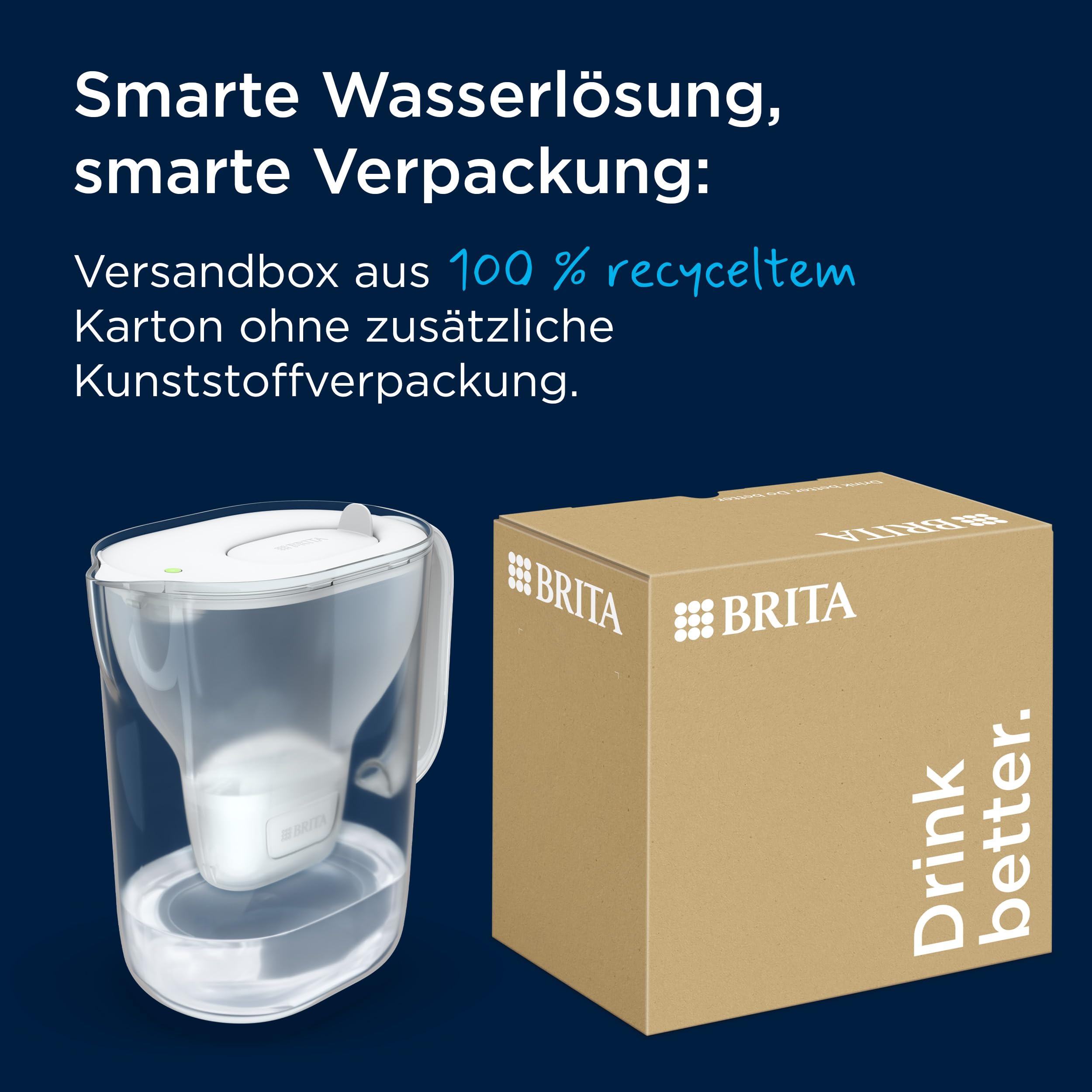 BRITA Style Essential XL Wasserfilterkanne steinblau Extra Kalkschutz