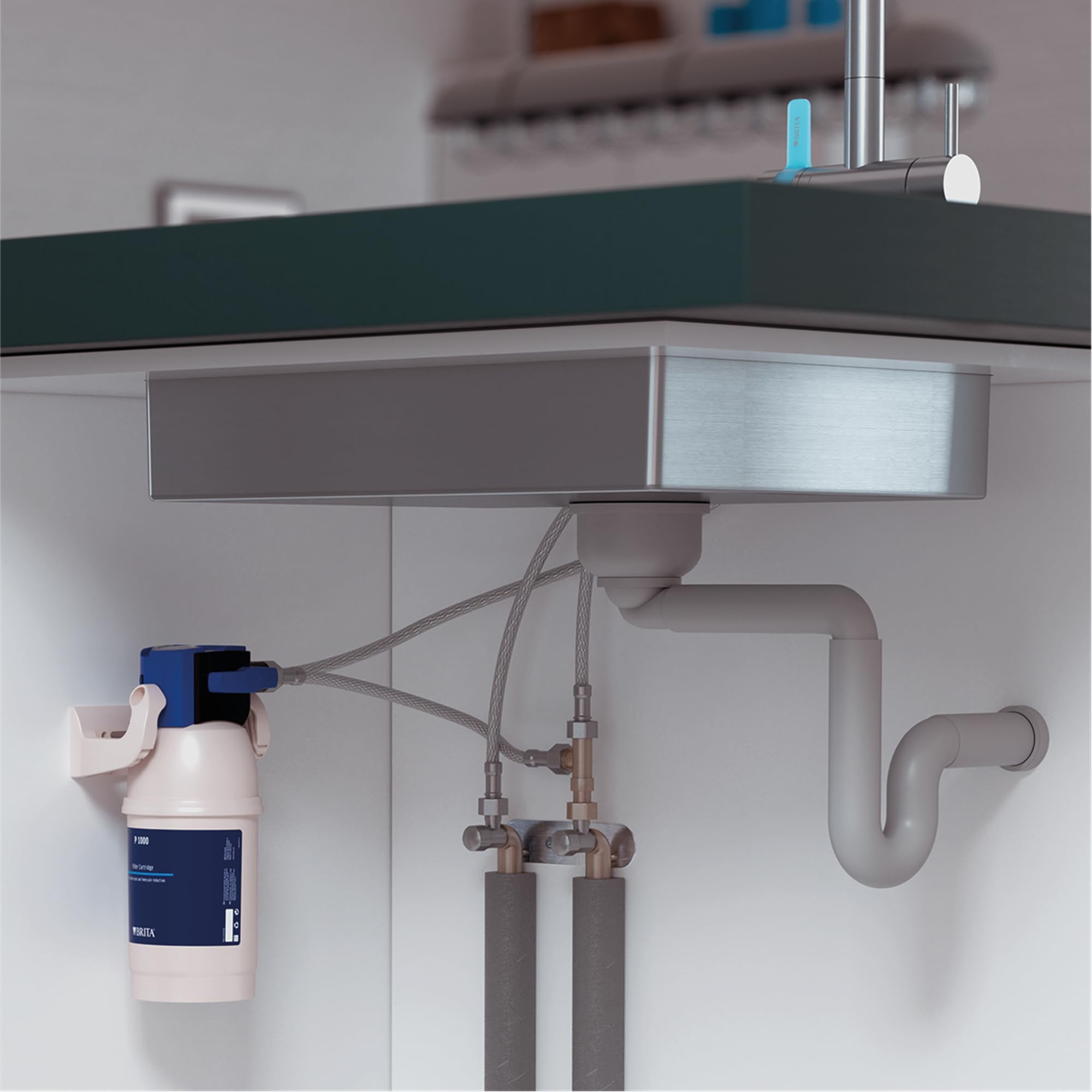 BRITA 3-Wege Küchenarmatur Edelstahl rund mit P 1000 Filter
