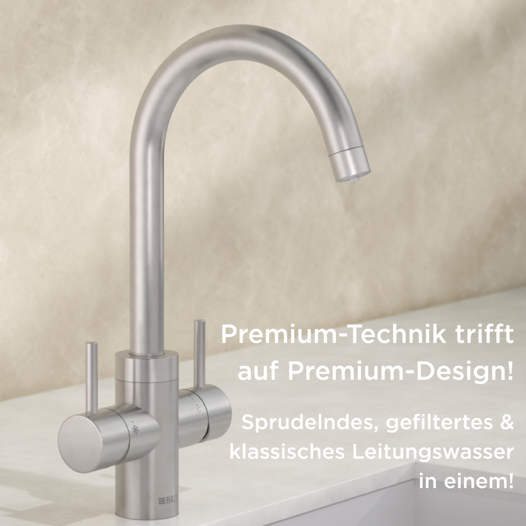 BRITA YOURCE pro select Küchenarmatur rund Edelstahl Set