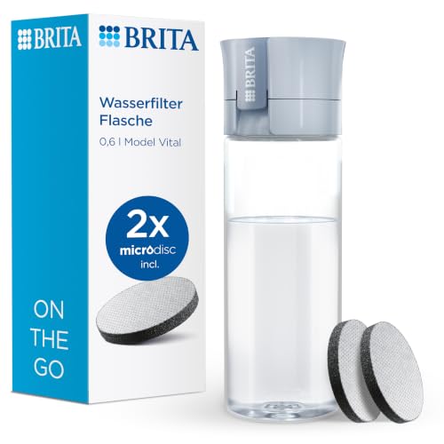 BRITA MicroDisc Vital Wasserflasche 600ml 2x Filter Chlor