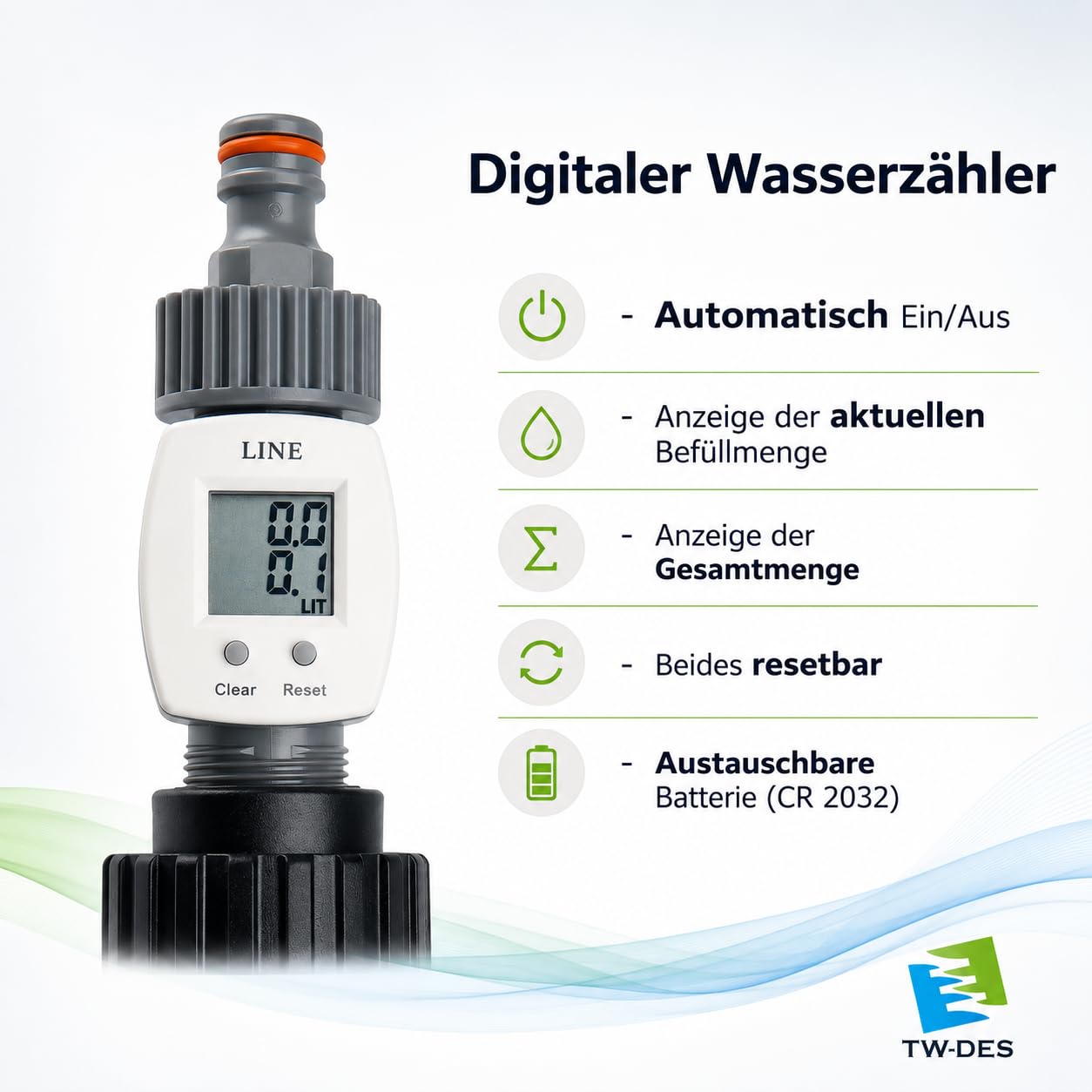 TW-DES Complete Befüllfilter Set Tankbefüllung mit Wasseruhr