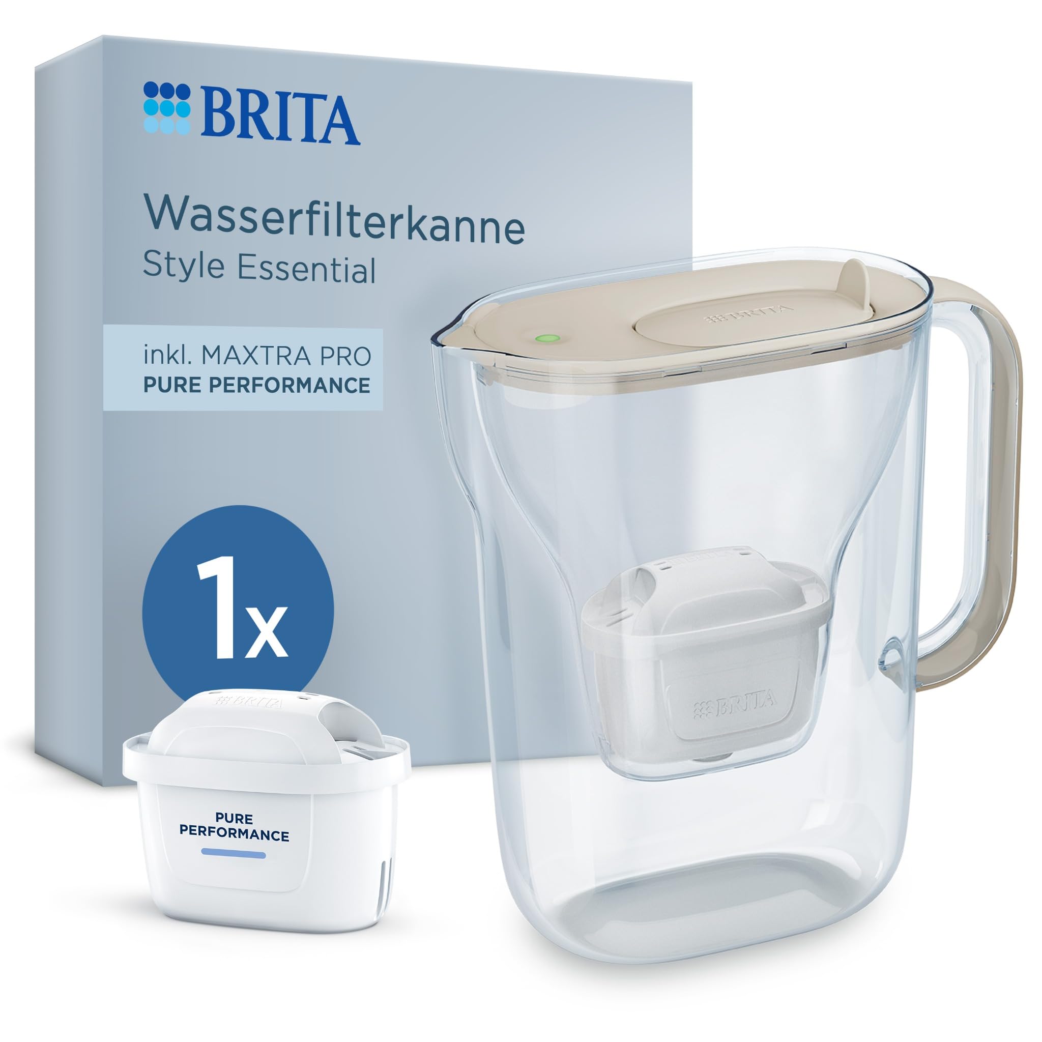 BRITA Tischwasserfilter Style Essential Sand Pure Performance Kanne