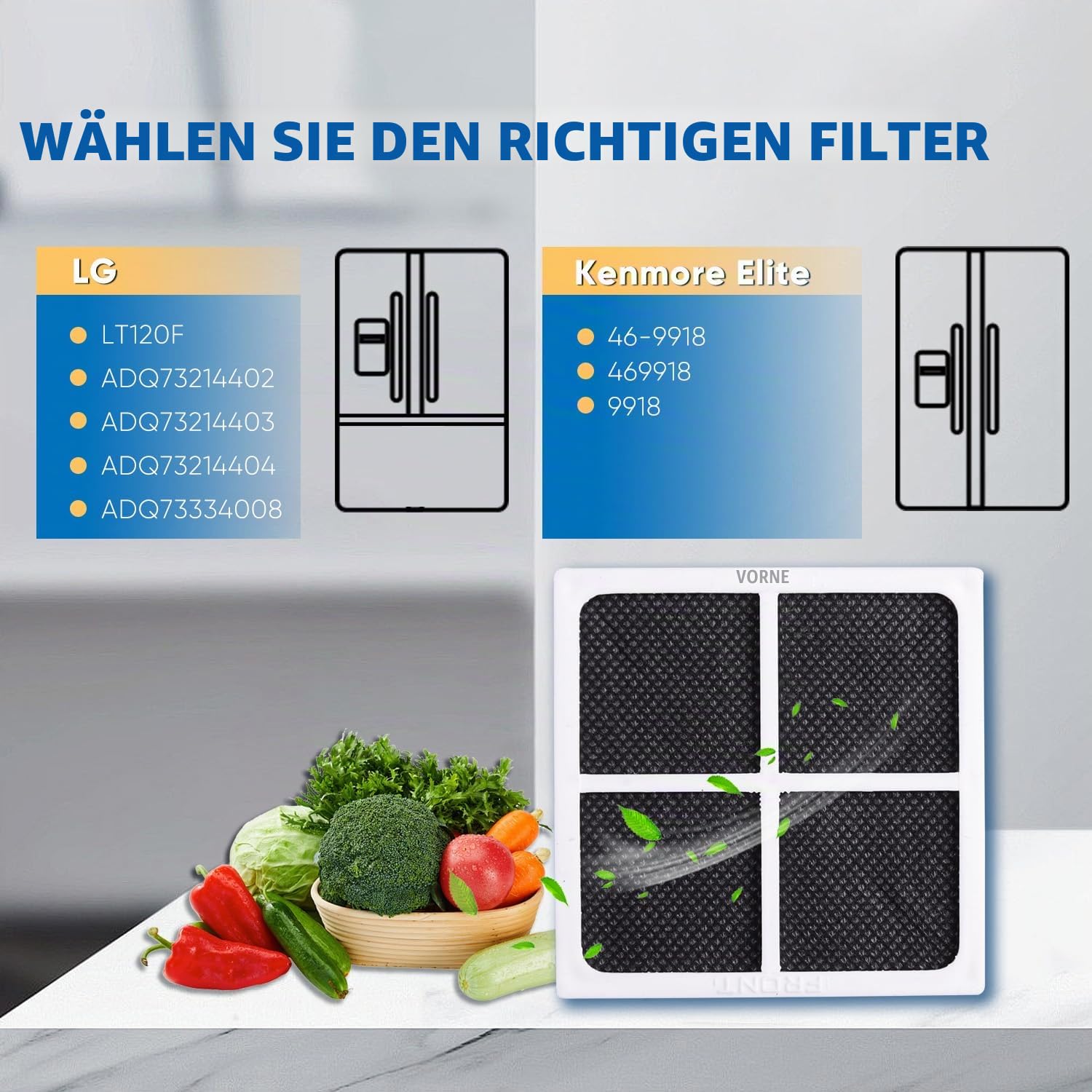 Golden IcePure LT120F Kühlschrank-Luftfilter 6er Pack Aktivkohle
